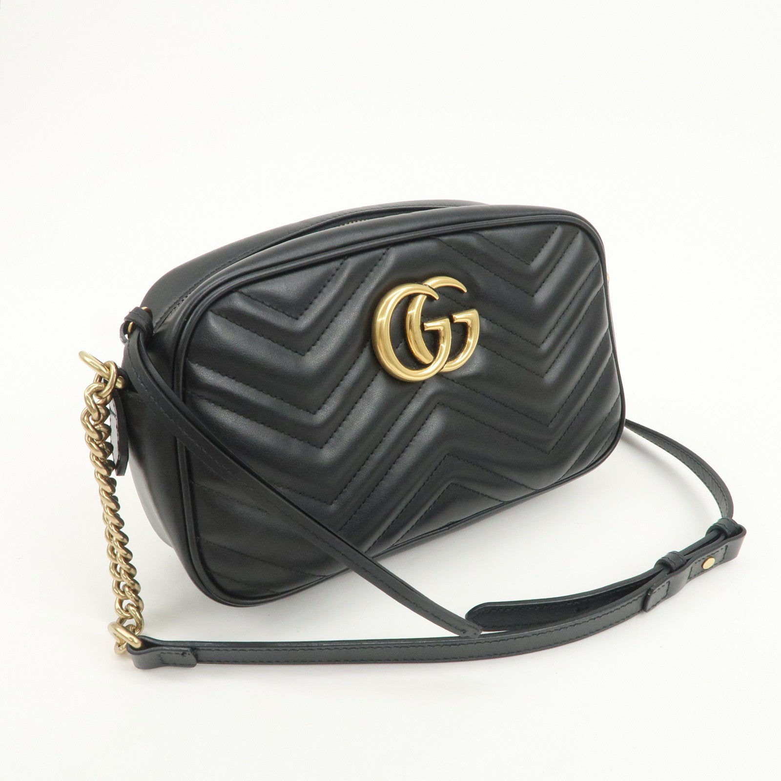 GUCCI GG Marmont Leather Shoulder Bag Crossbody Bag Black 447632