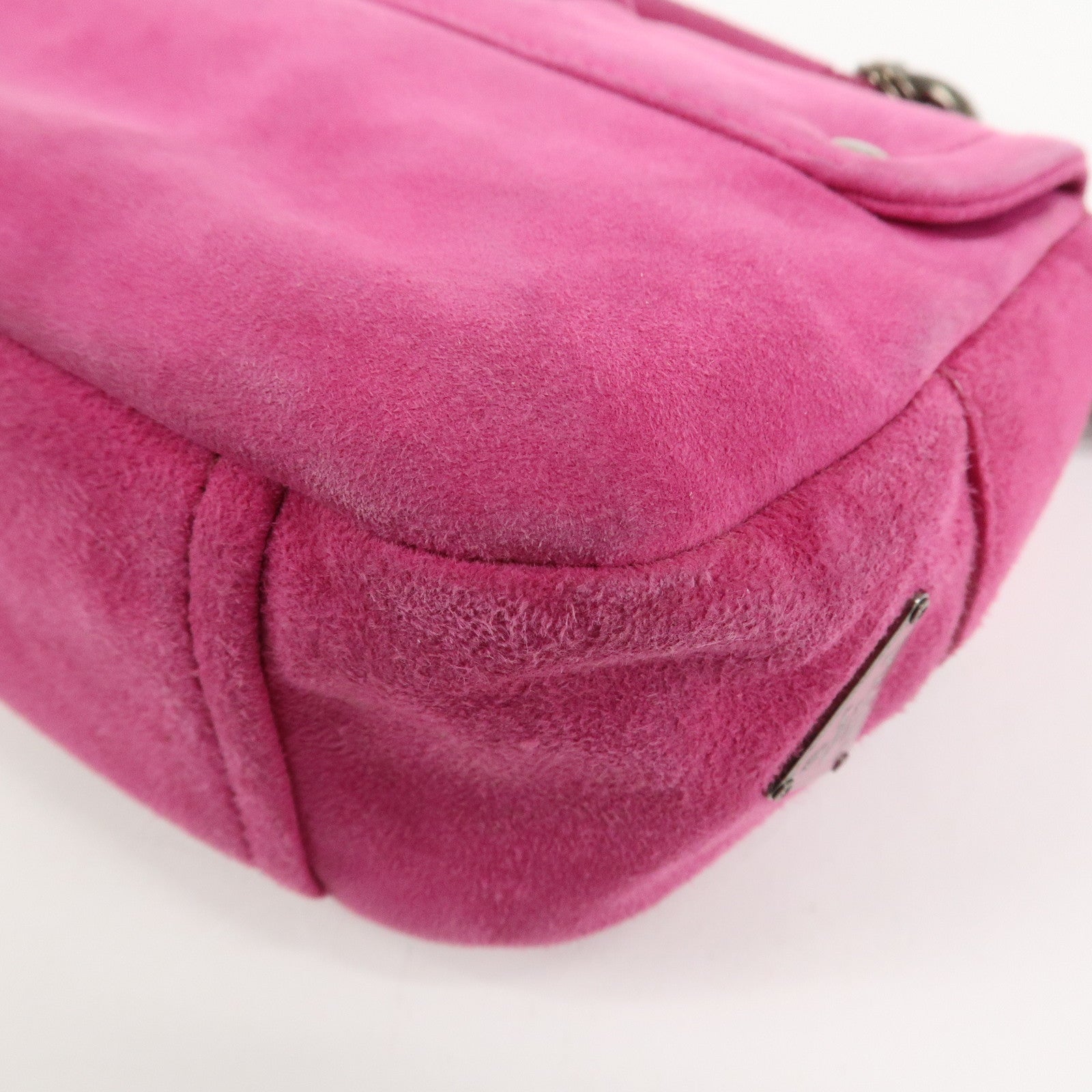 PRADA Triangle Logo Suede Shoulder Bag Hand Bag Pink BR2635