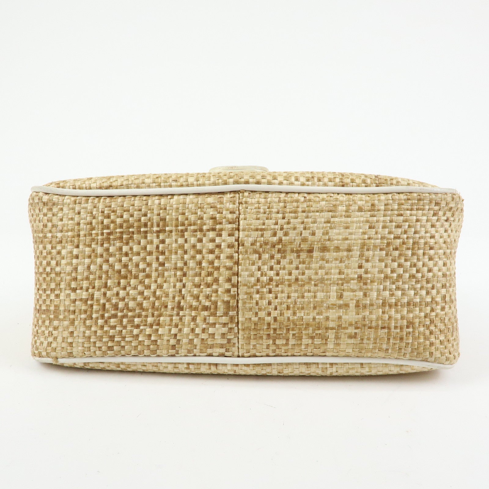 Chloe Raffia Leather Shoulder Bag Hand Bag Natural White