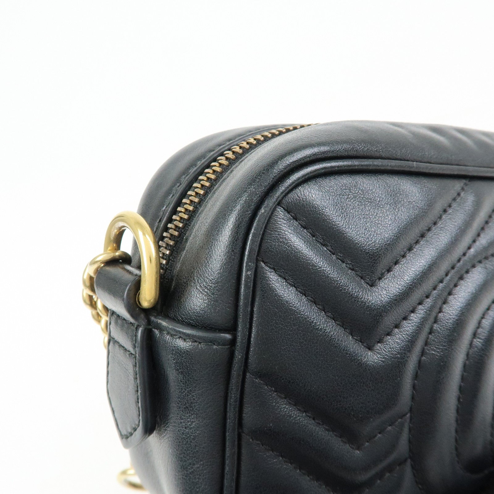 GUCCI GG Marmont Leather Shoulder Crossbody Bag Black 448065