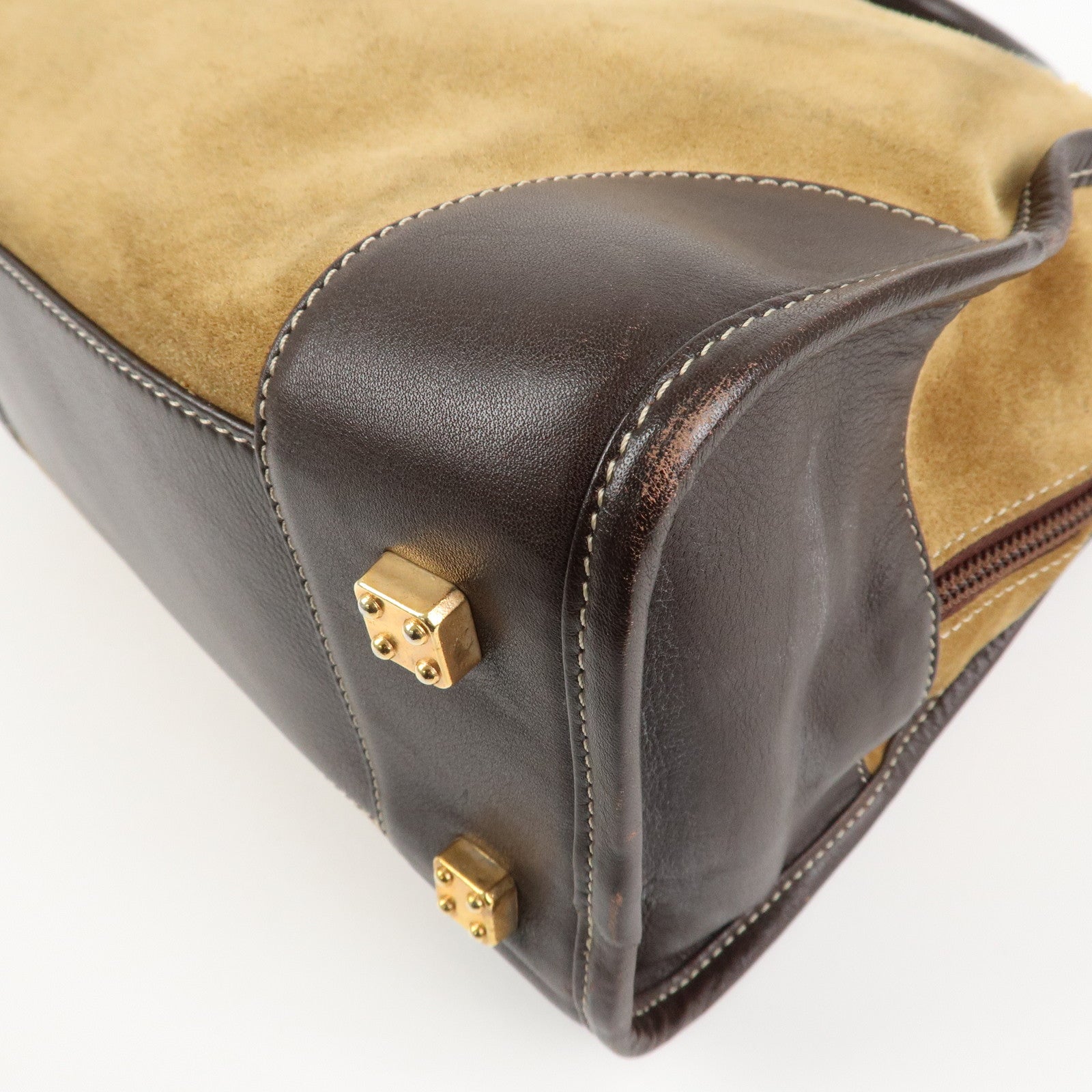 LOEWE Anagram Suede Leather Amazona 35 Brown Hand Bag Boston Bag Used