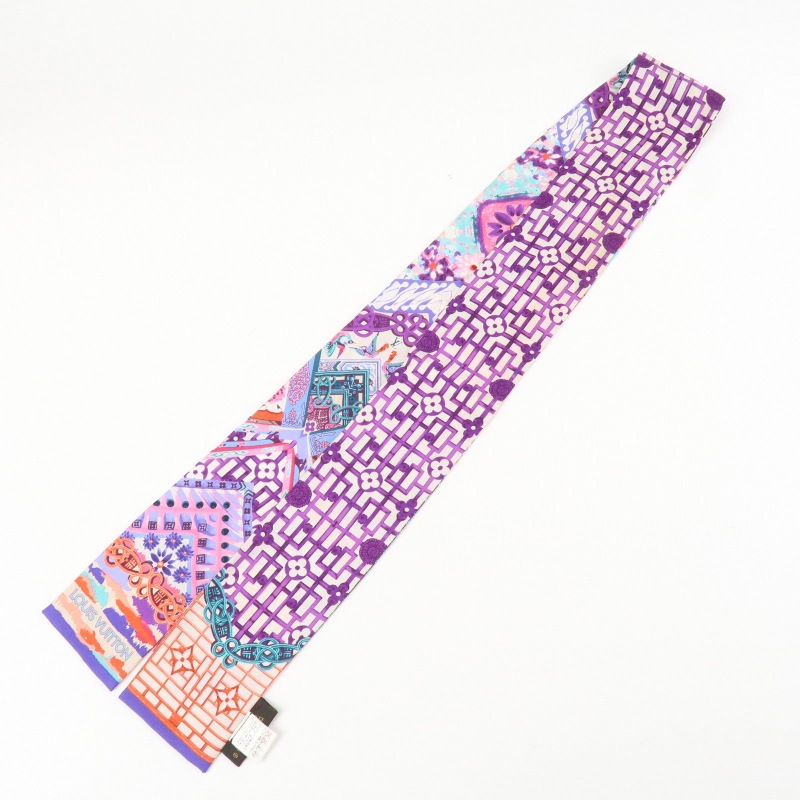 Louis Vuitton 100% Silk Bandeau Multicolor Purple Scarf Used