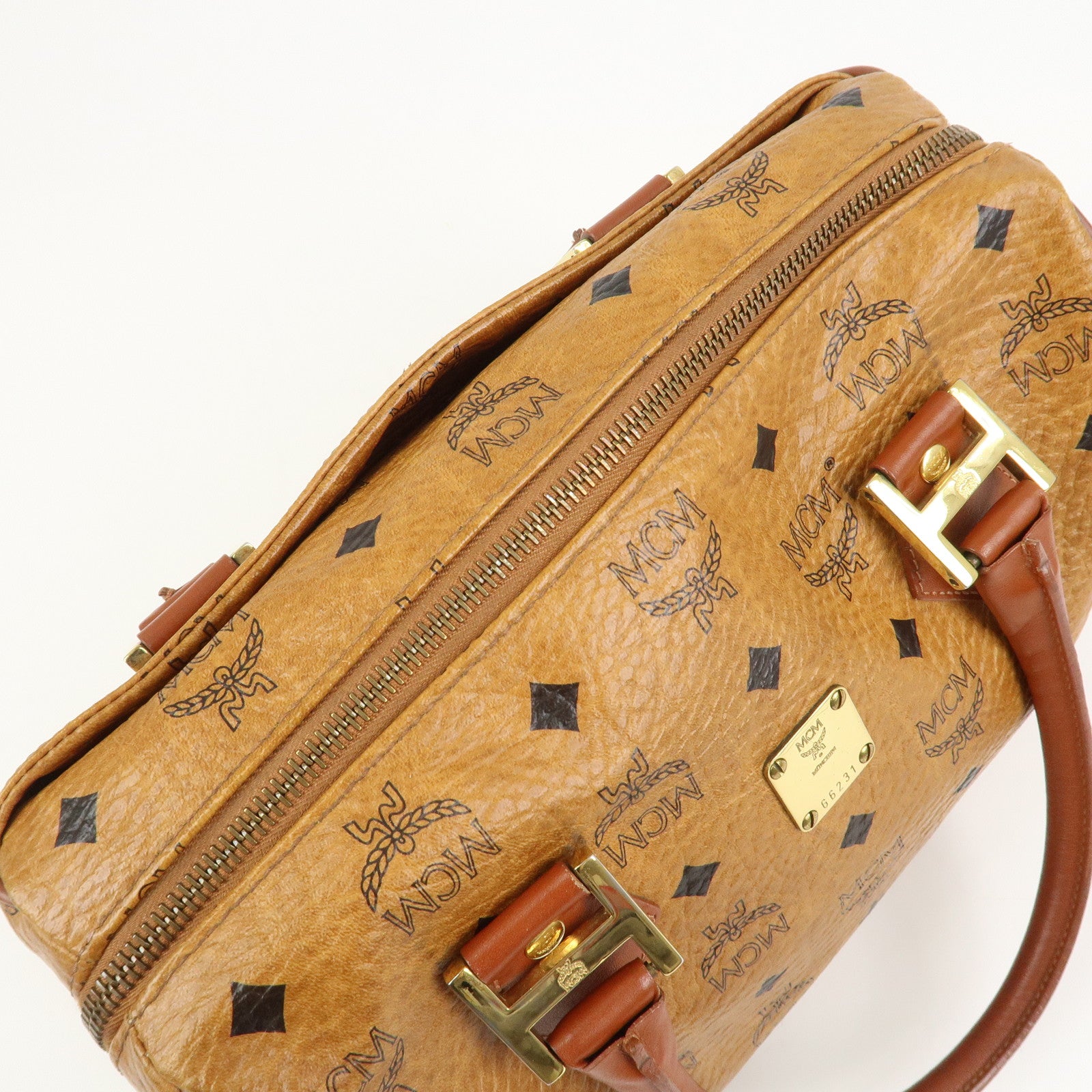 MCM Visetos Leather 2WAY Bag Hand Bag Shoulder Bag Brown