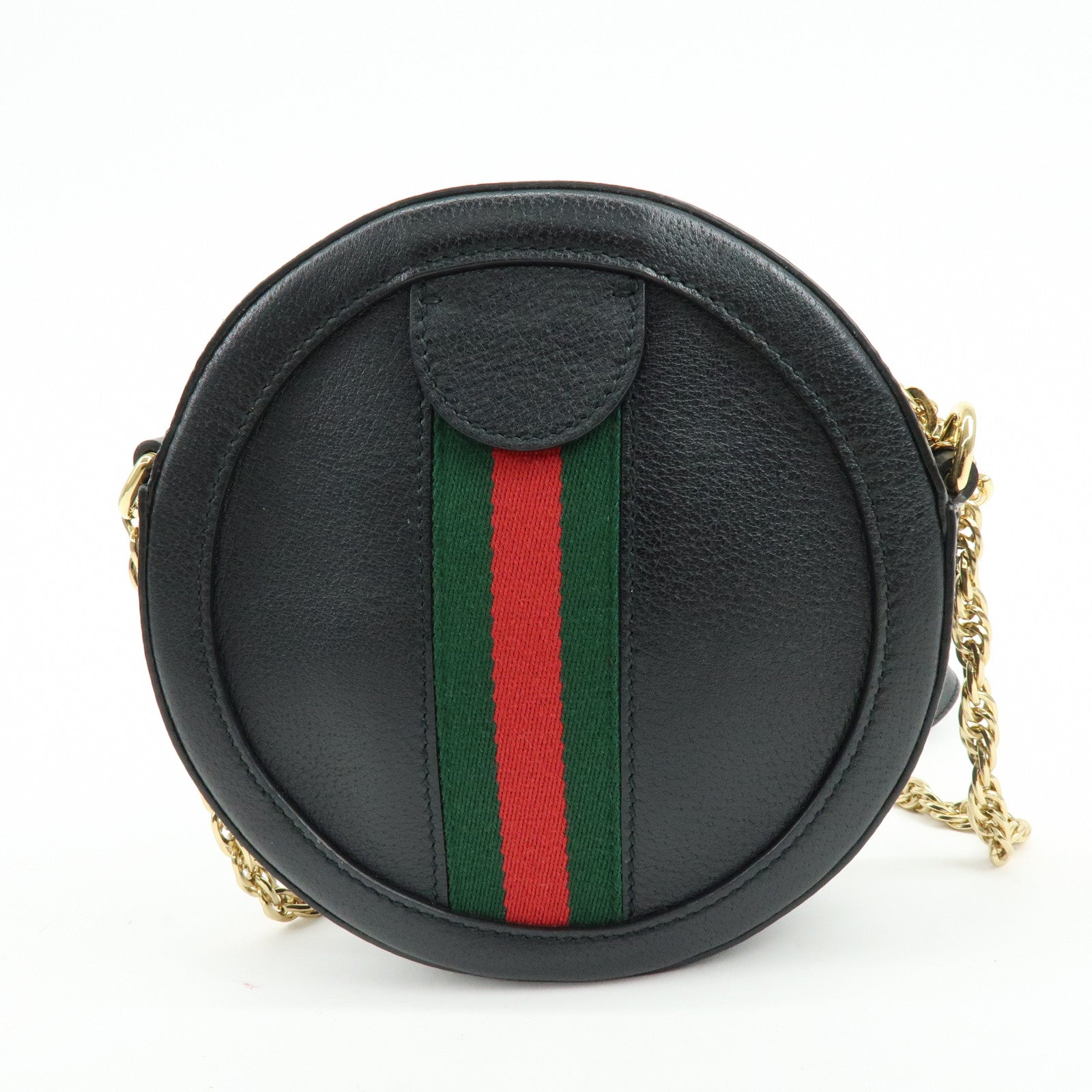 GUCCI Ophidia Sherry Calf Leather Round Chain Shoulder Bag 550618