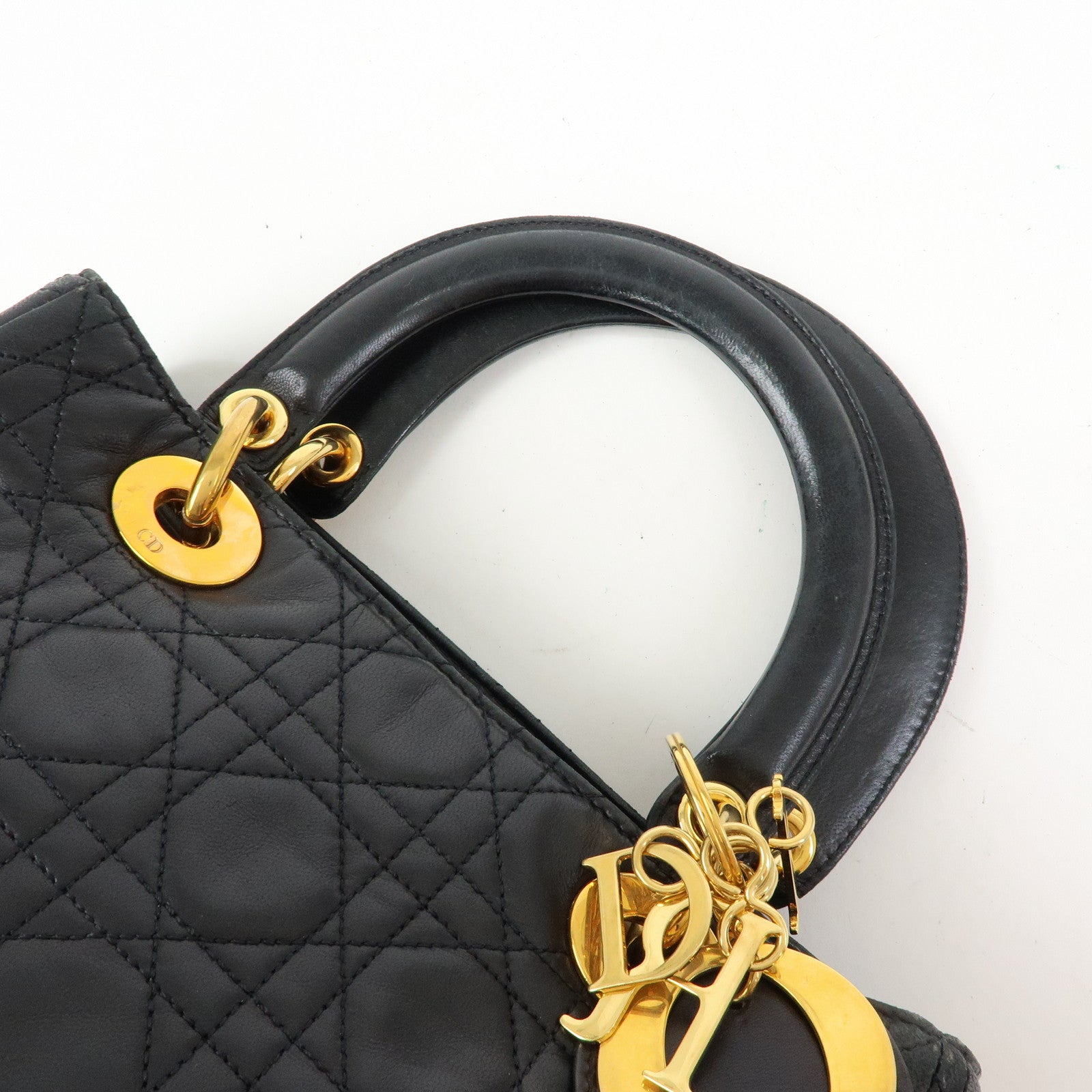 Christian Dior Lady Dior Leather 2Way Bag Hand Bag Black