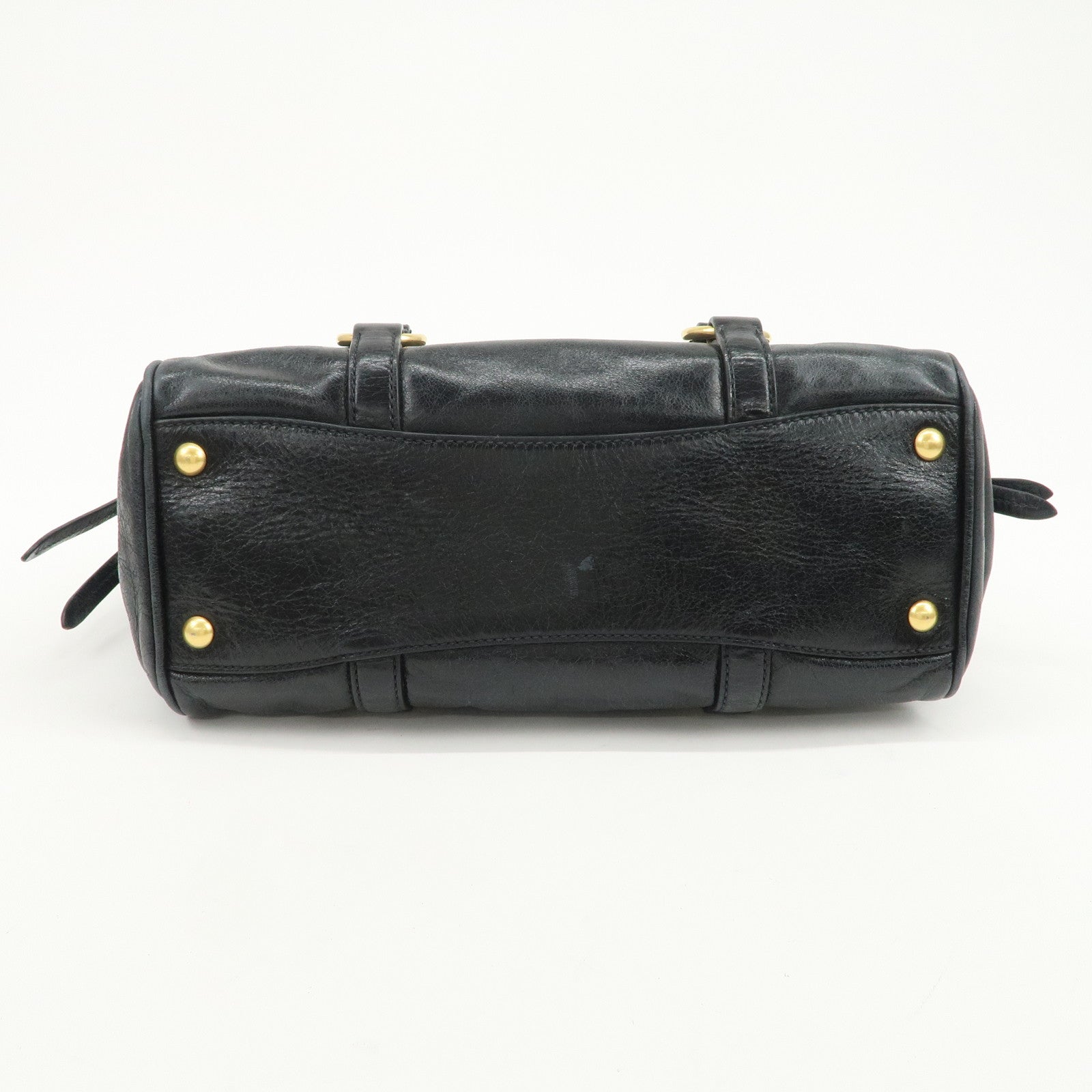 MIU MIU Vitello Shine Leather 2Way Bag Hand Bag Black 5BB893