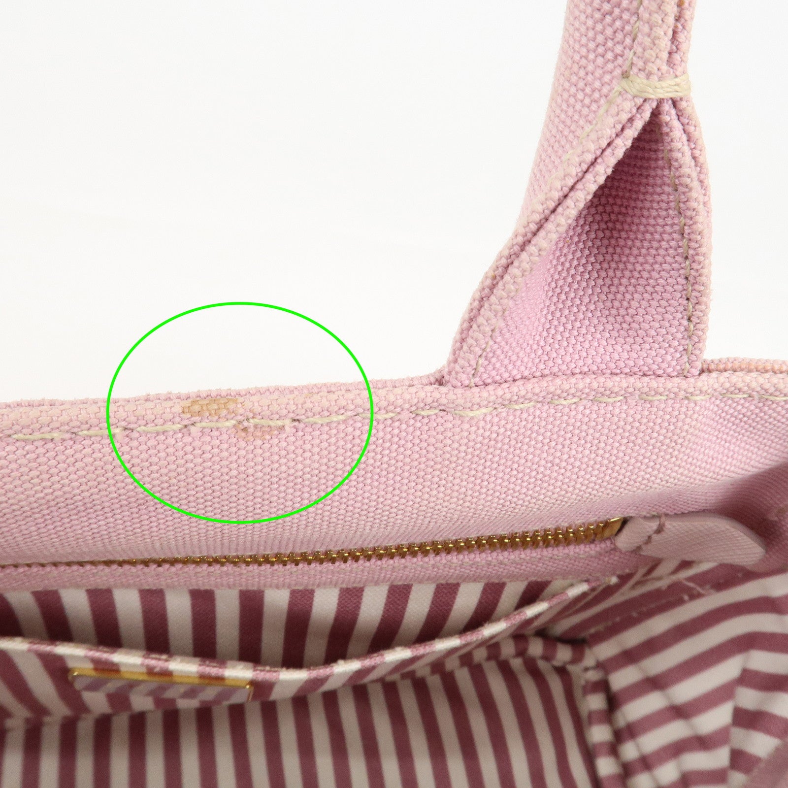 PRADA Canapa Mini Denim Hand Bag Tote Bag Pink 1BG439 Used