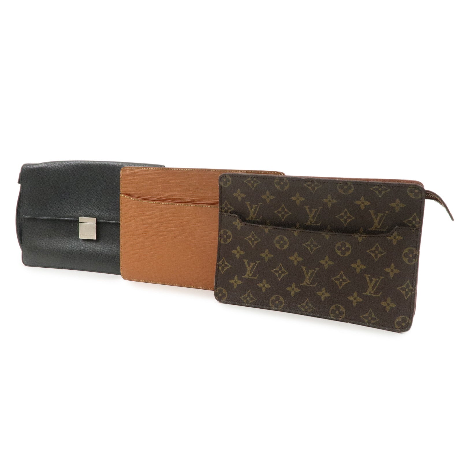 Louis Vuitton Monogram Epi Taiga Set of 3 Canvas Leather Clutch Bag Used