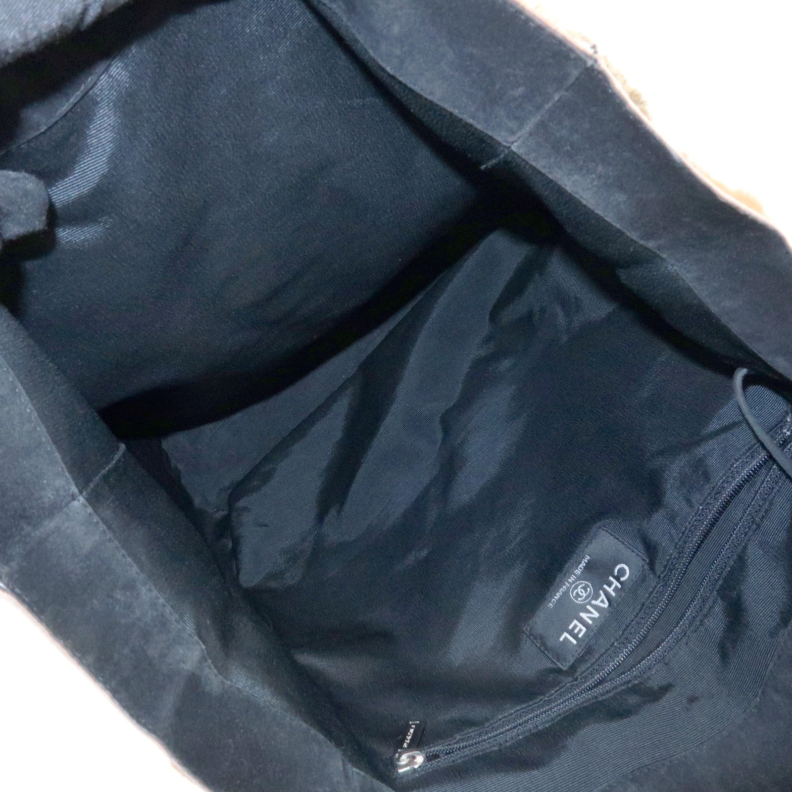 CHANEL COCO Mark Logo Fur Suede Tote Bag Hand Bag Brown