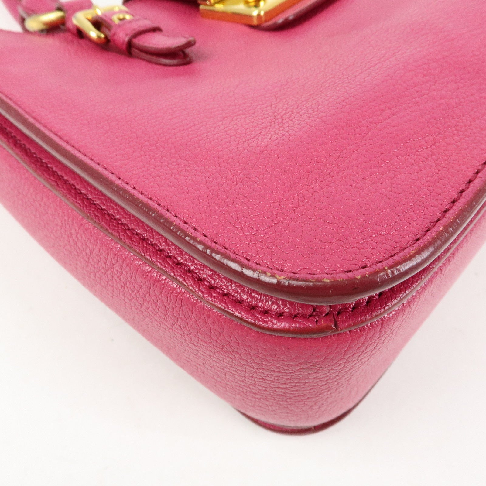 MIU MIU Madras Leather 2Way Bag Hand Bag Shoulder Bag Pink
