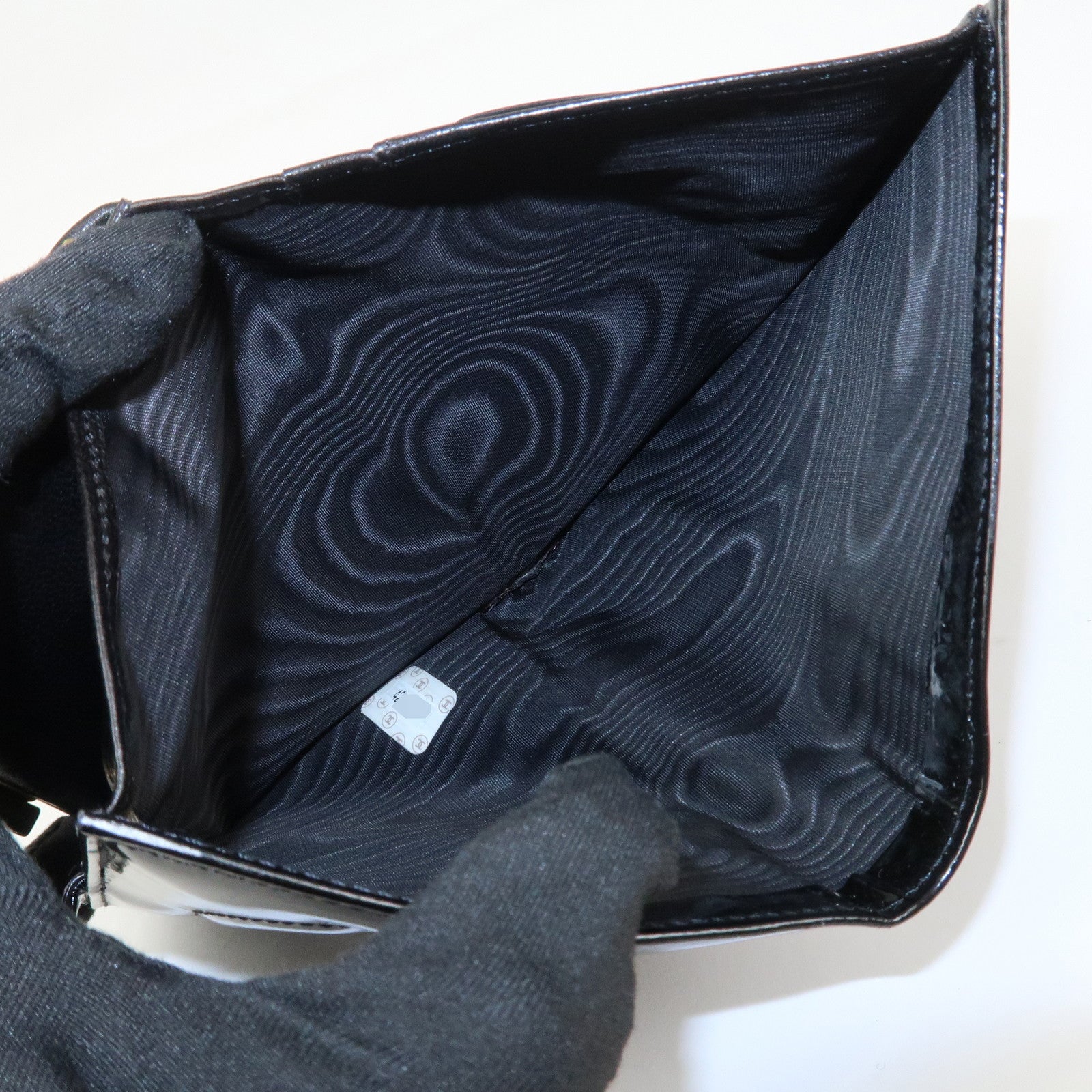 CHANEL COCO Mark Patent Leather Bi-fold Small Wallet Black A13497