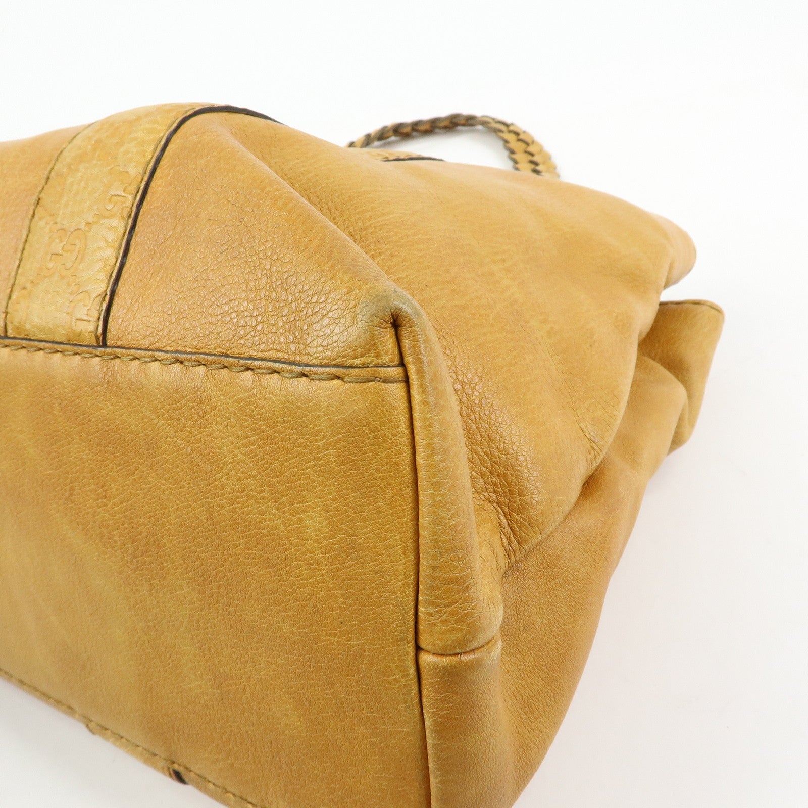 GUCCI Bamboo Bar Guccissima Leather Tote Bag Mustard 232947