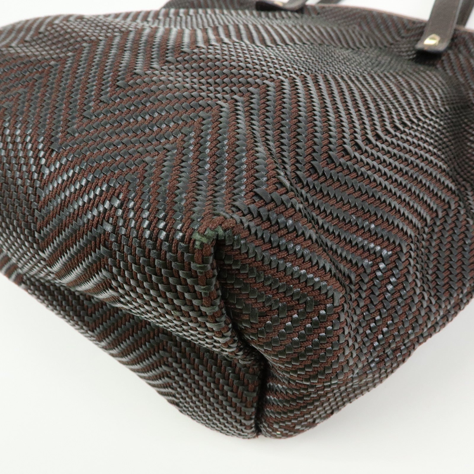 HERMES Amedaba Diago GM Polyester Leather Tote Bag Brown Black