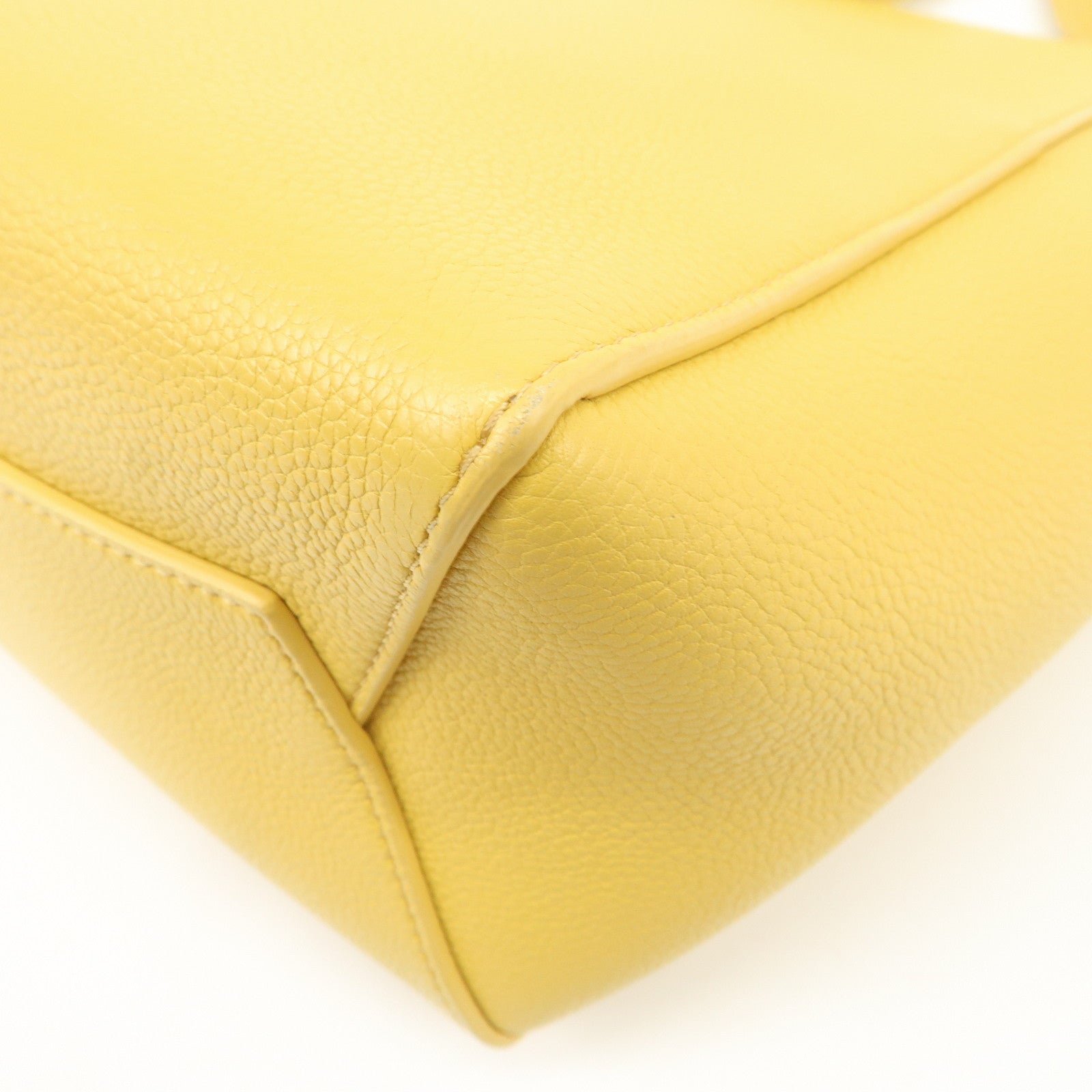 CELINE Leather Sangle Bucket Shoulder Bag Hand Bag Yellow