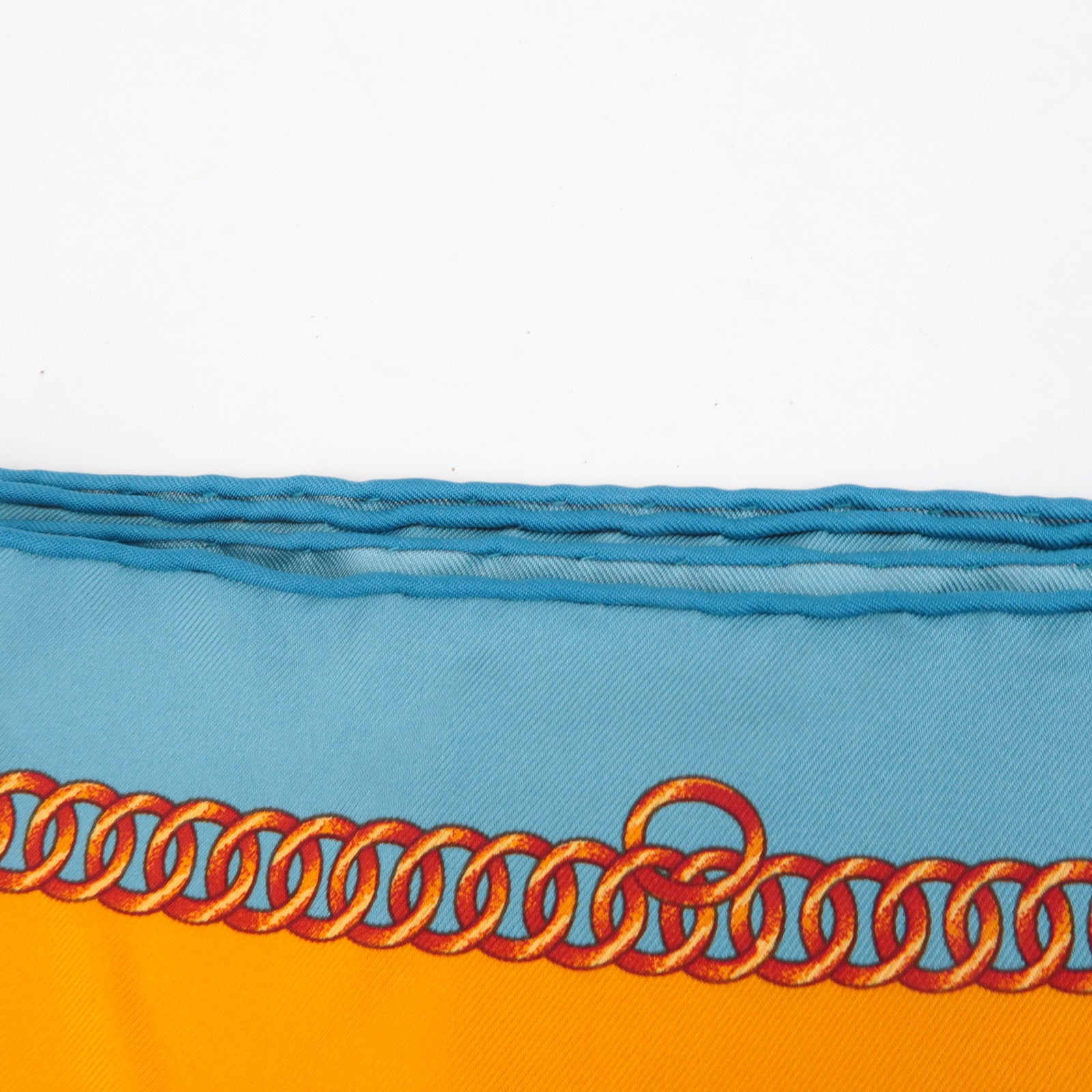 HERMES Carre 90 Silk 100% Scarf PARCOURS SANS FAUTE Orange Blue Used