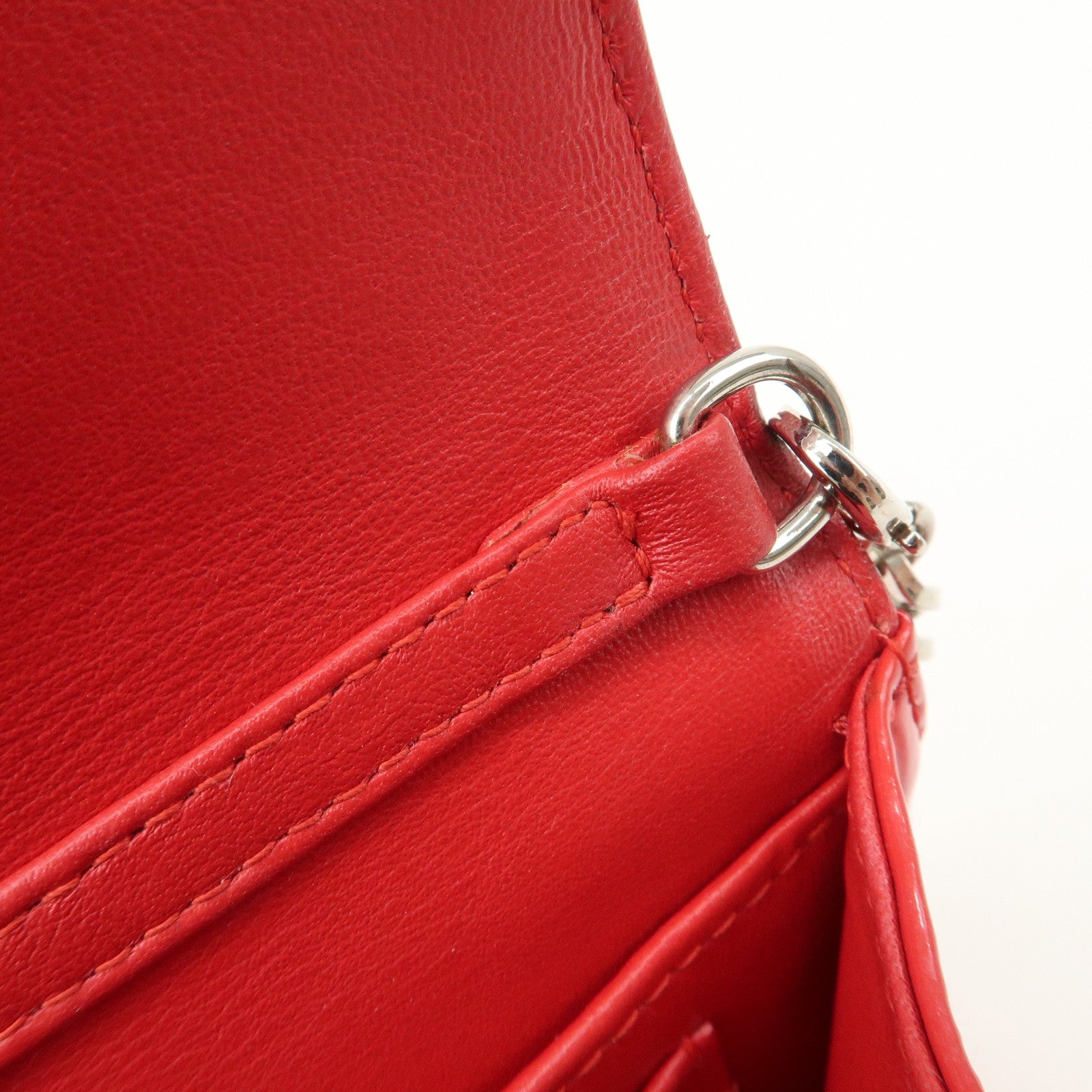 Christian Dior Cannage Patent Leather Chain Shoulder Bag COW Red Used