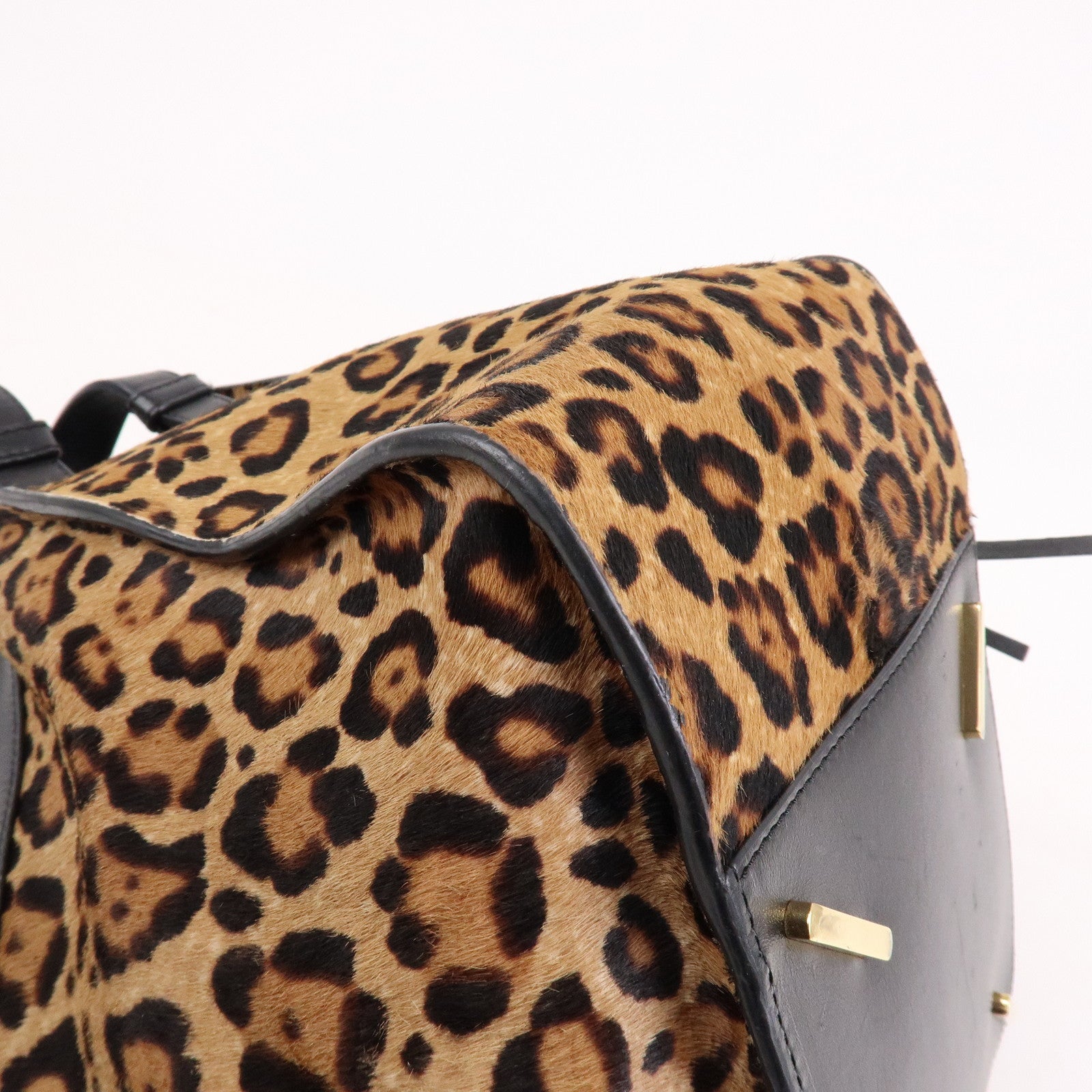 LOEWE Calfskin Hammock Small Shoulder Bag Leopard Beige Black
