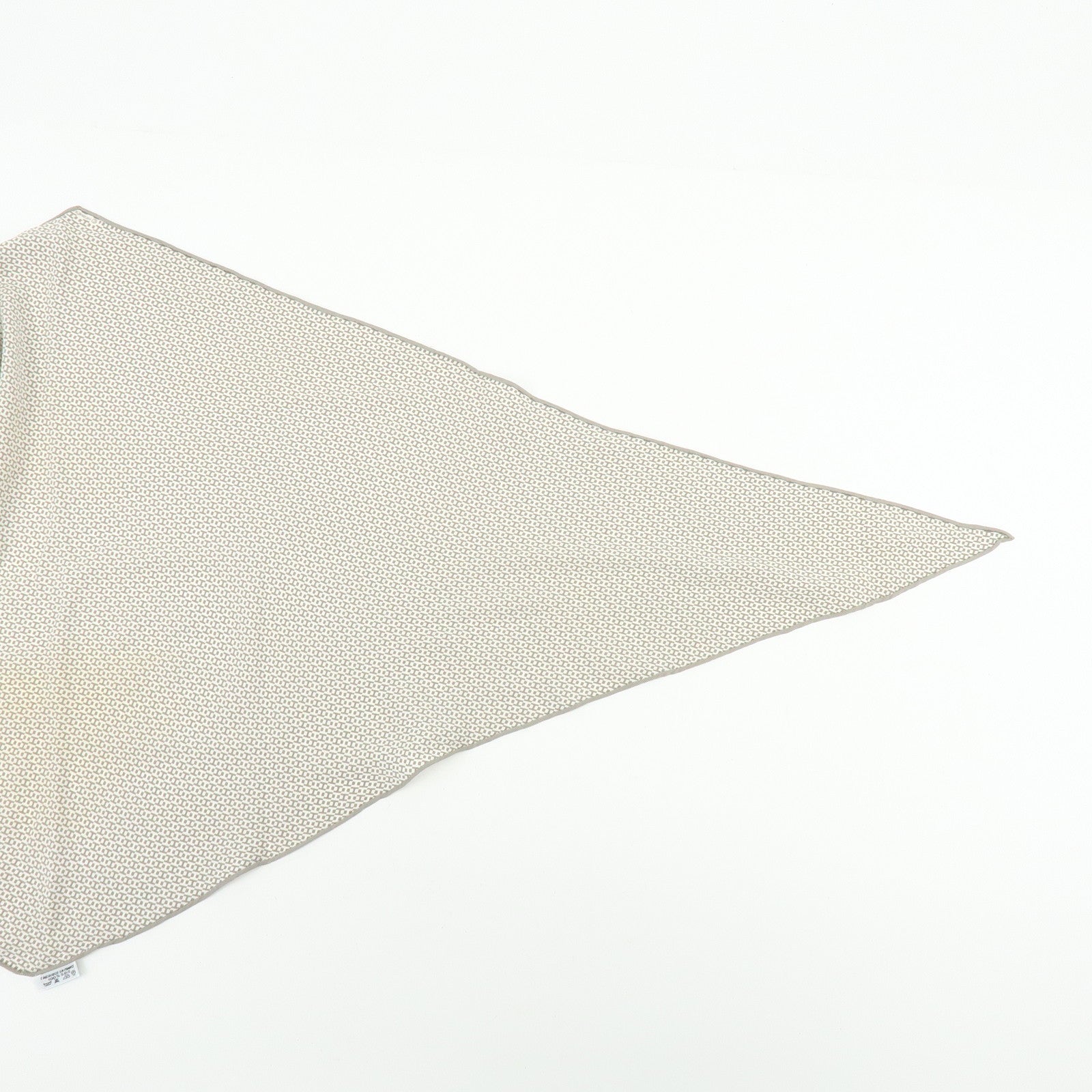 HERMES Silk100% Scarf Gray White