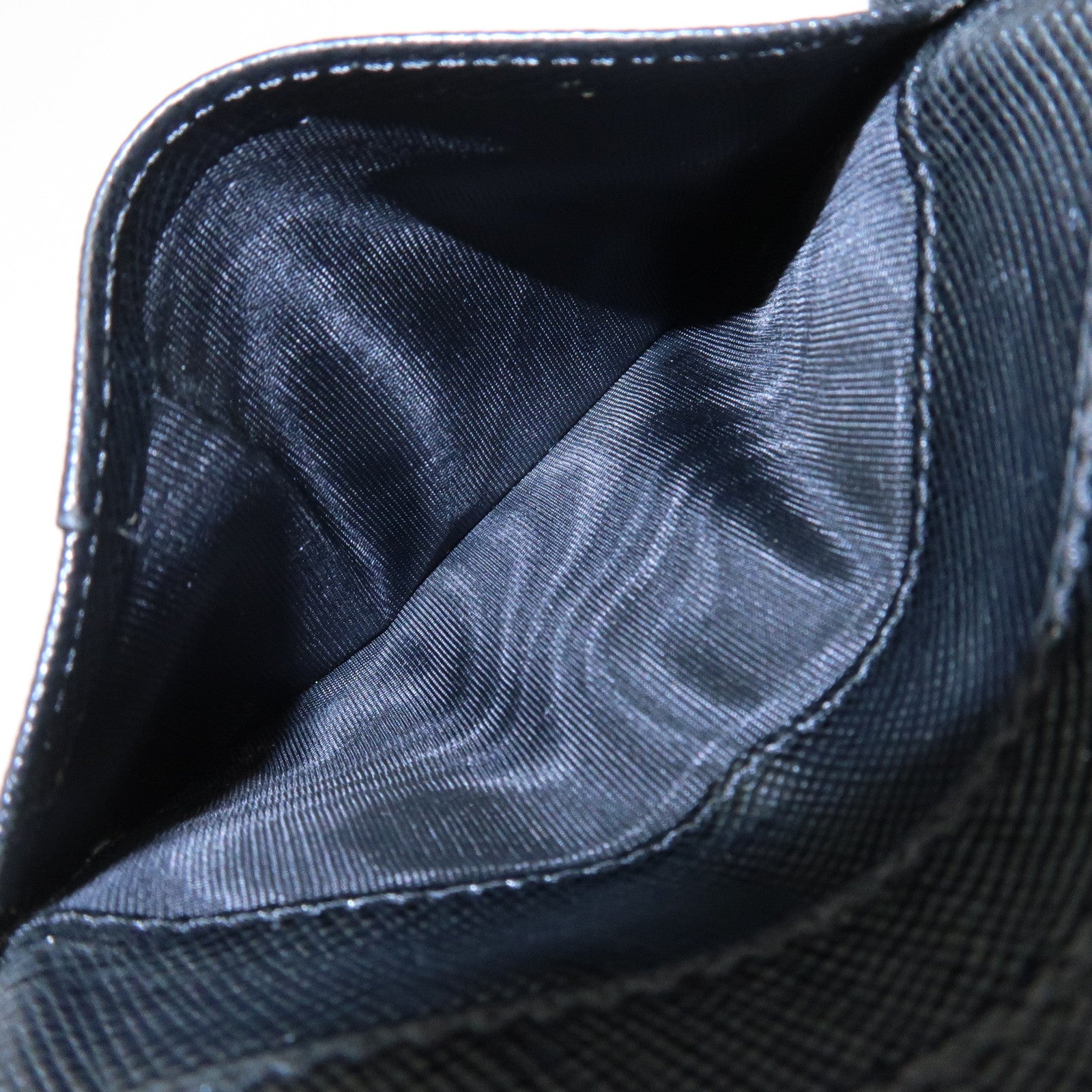 PRADA Triangle Logo Saffiano Leather Card Case Card Holder Black