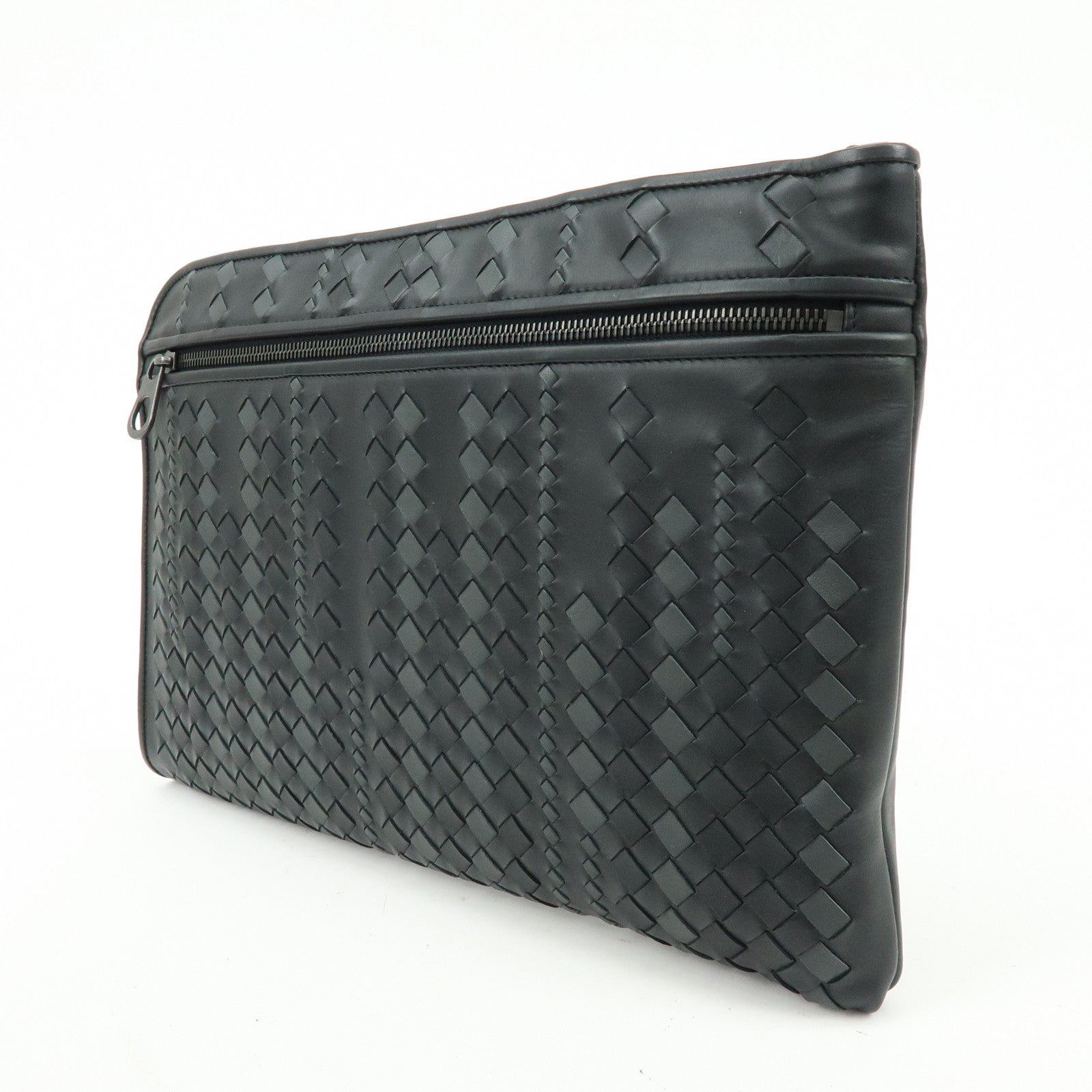 BOTTEGA VENETA Imperatore Intrecciato Clutch Bag Pouch Black