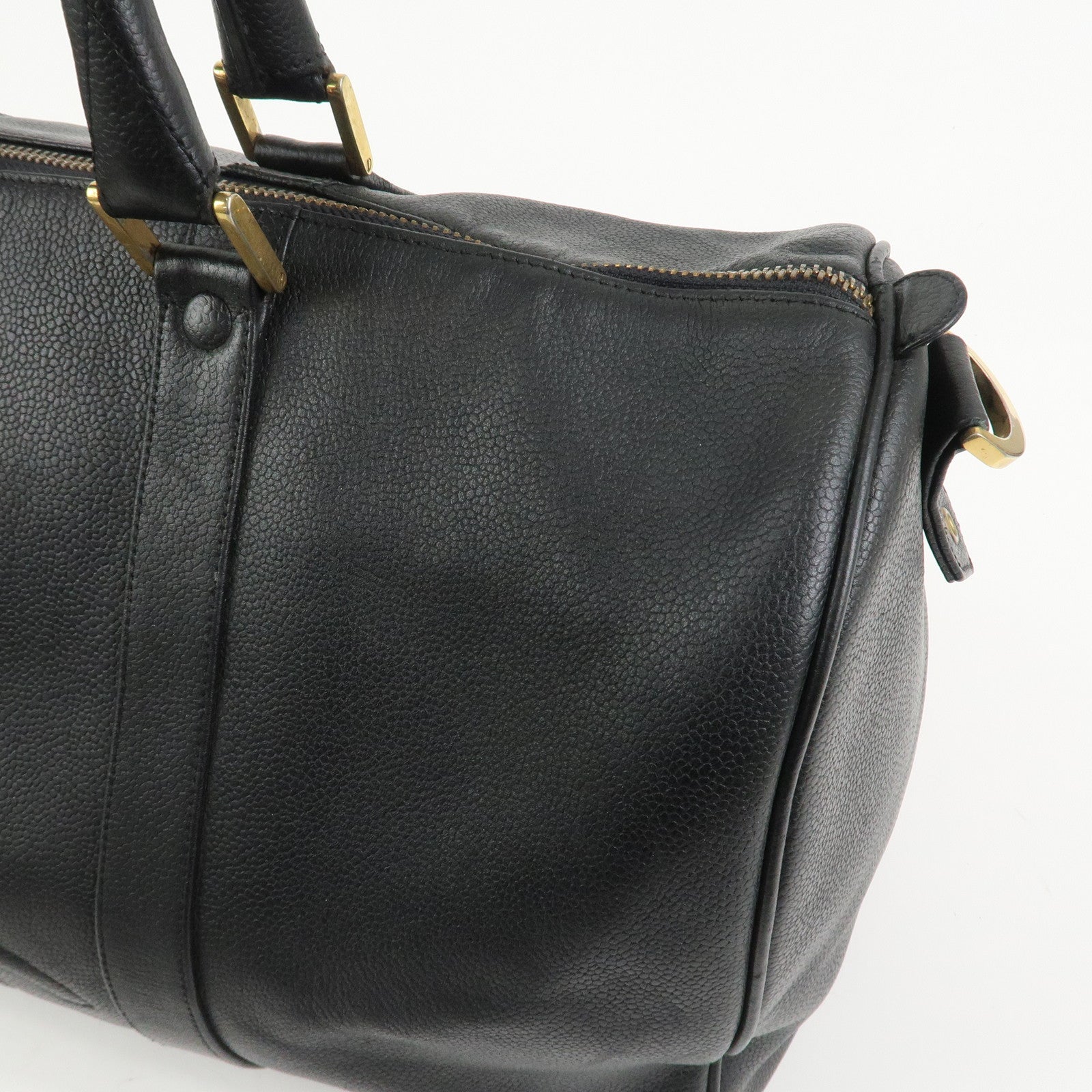 CHANEL COCO Mark Caviar skin Boston Bag Black Gold