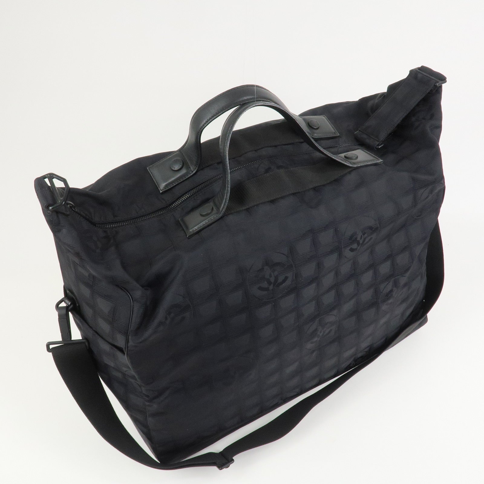 CHANEL New Travel Line Nylon Jacquard 2Way Boston Shoulder Bag