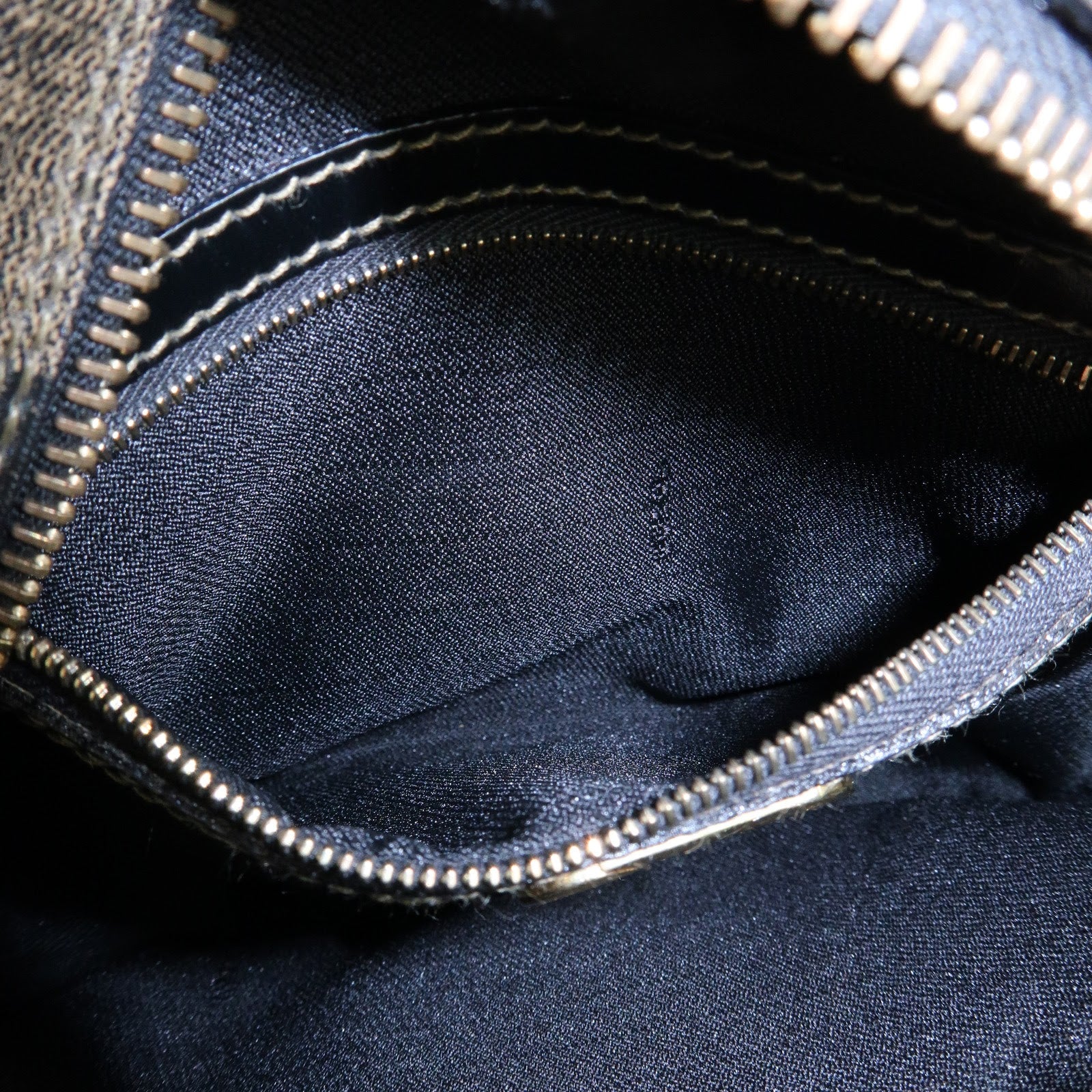 FENDI Leather PVC Round Shoulder Bag Checker Pattern Black Brown