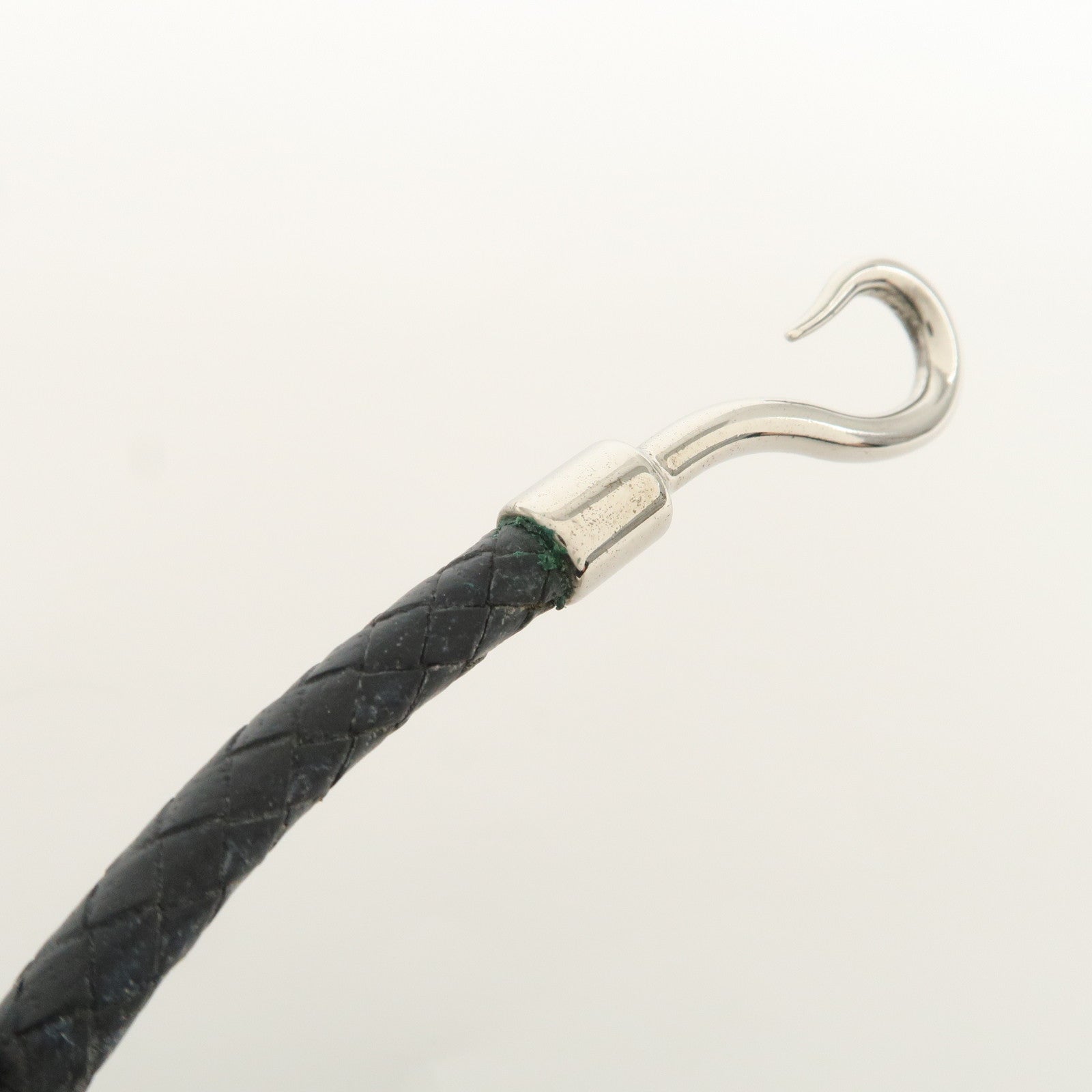 HERMES Leather Metal Jumbo Choker Bracelet Black