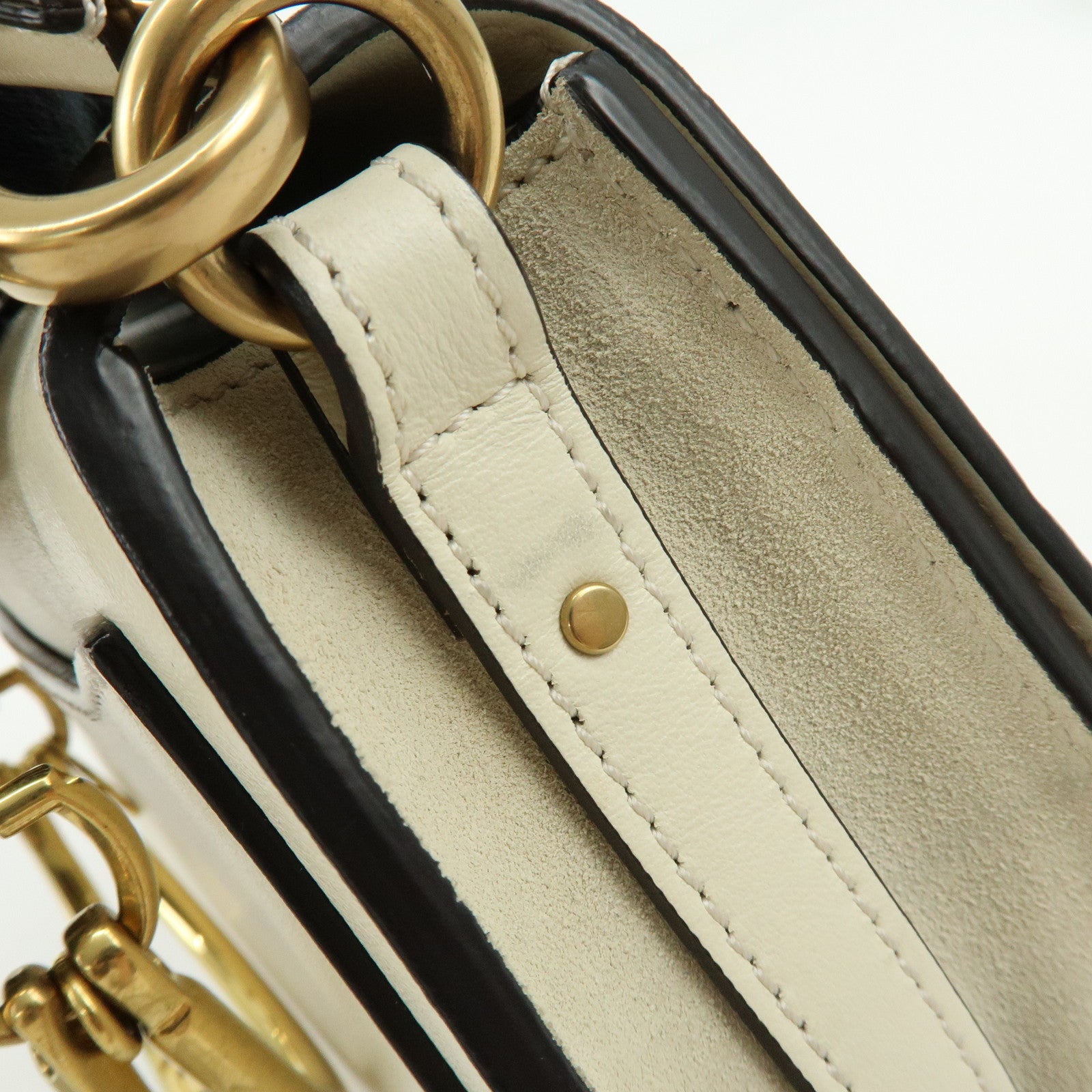 Chloe Nile Leather Suede 2Way Hand Bag Shoulder Bag White