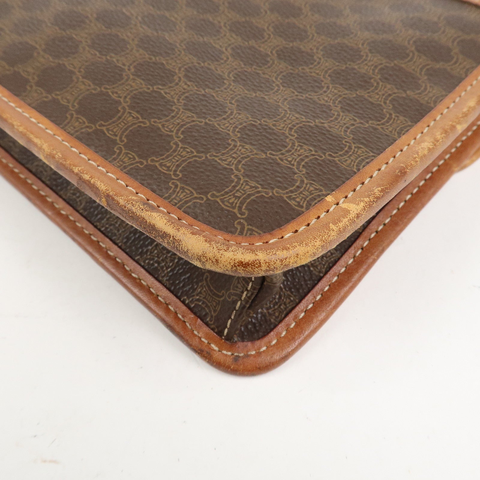 CELINE Macadam PVC Canvas Leather 2WAY Bag Shoulder Bag Brown