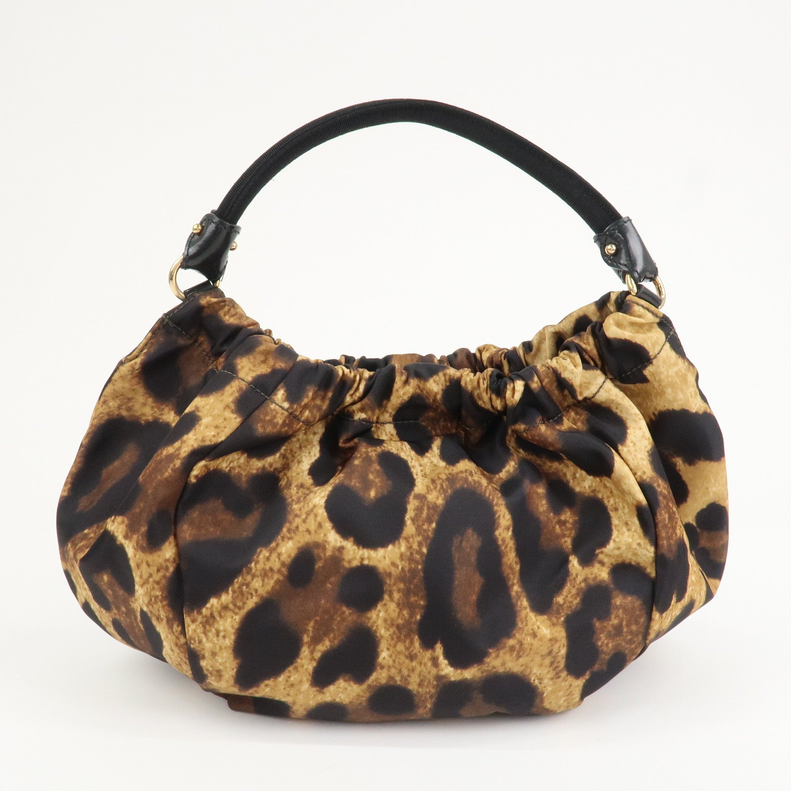 Ferragamo Vara Ribbon Nylon Patent Leather Shoulder Bag Leopard
