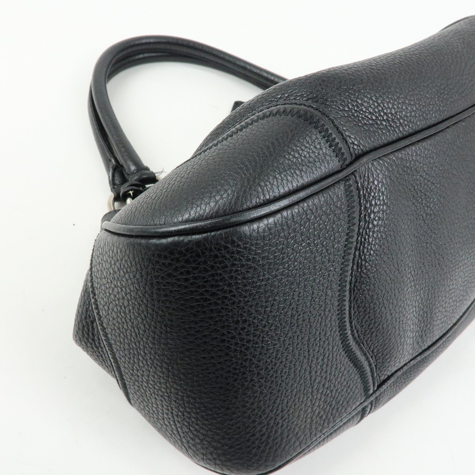 PRADA Sound Lock Leather Shoulder Bag Hand Bag Black B3595