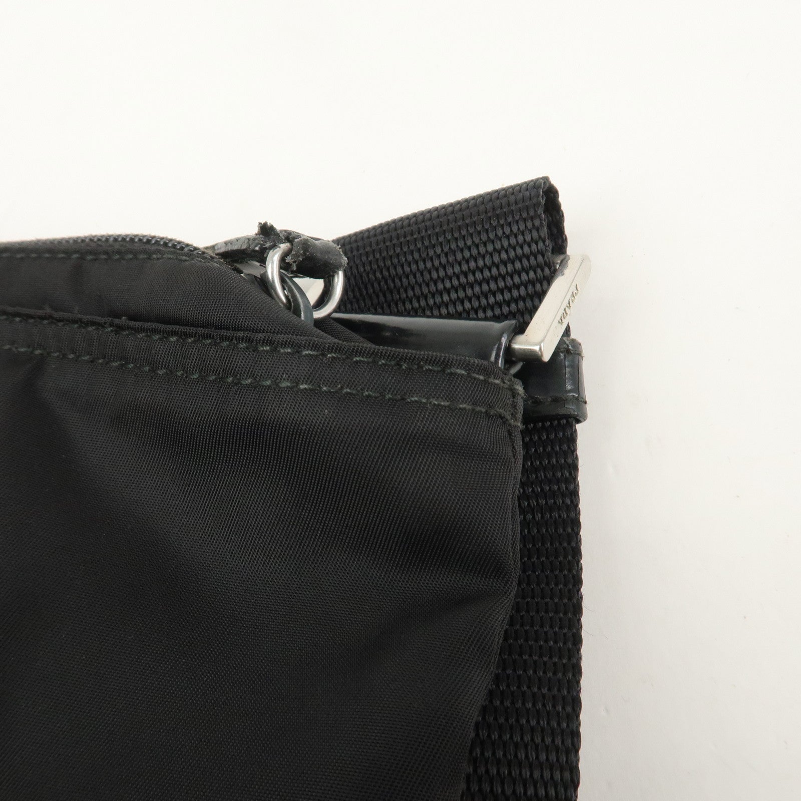 PRADA Triangle Logo Nylon Leather Shoulder Bag Crossbody Bag black