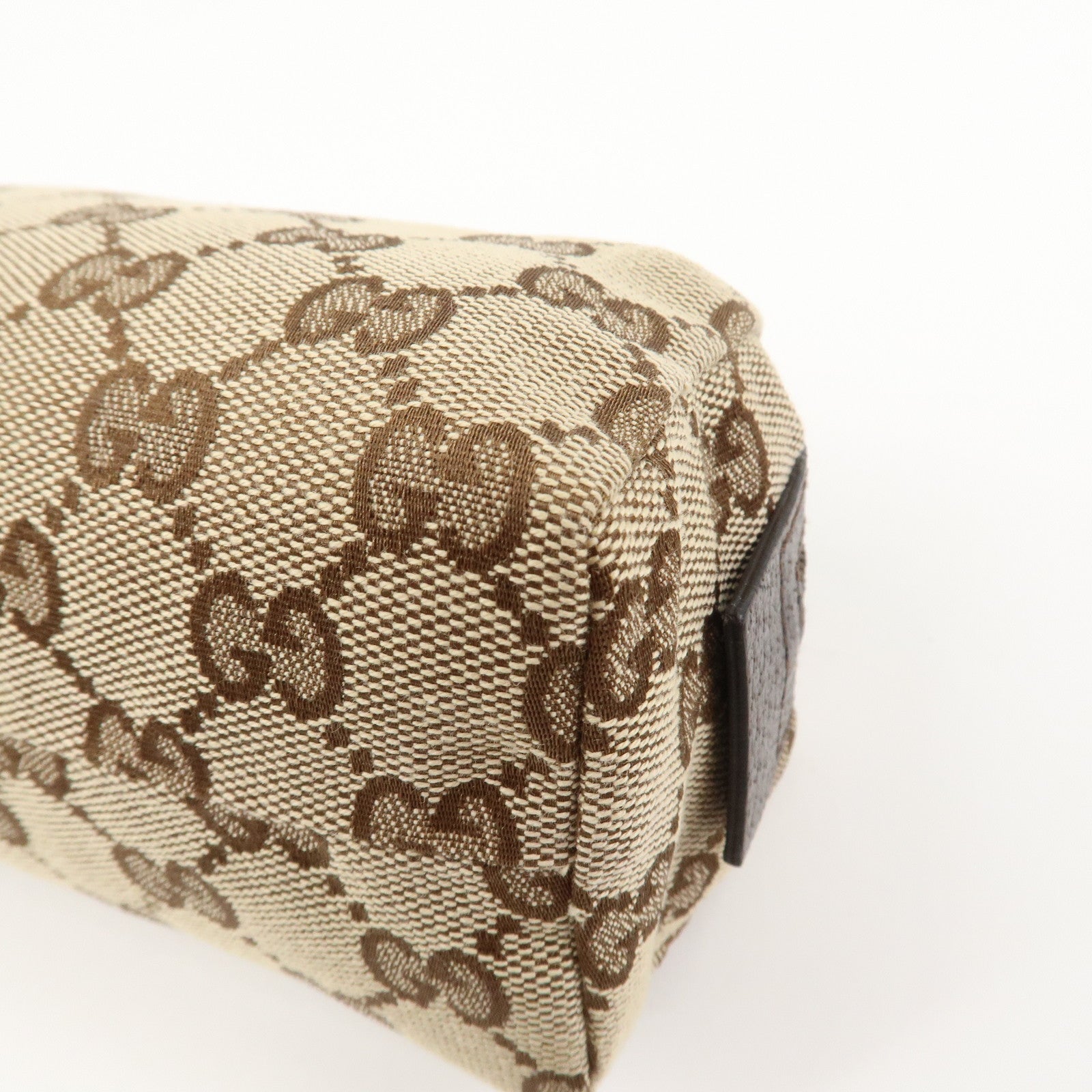GUCCI GG Monogram Canvas Leather Pouch Cosmetic Case Brown 29596