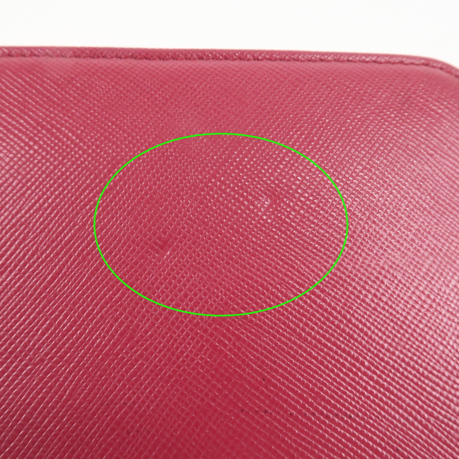 PRADA Logo Leather Round Zippy Wallet Pink Gold Hardware Used