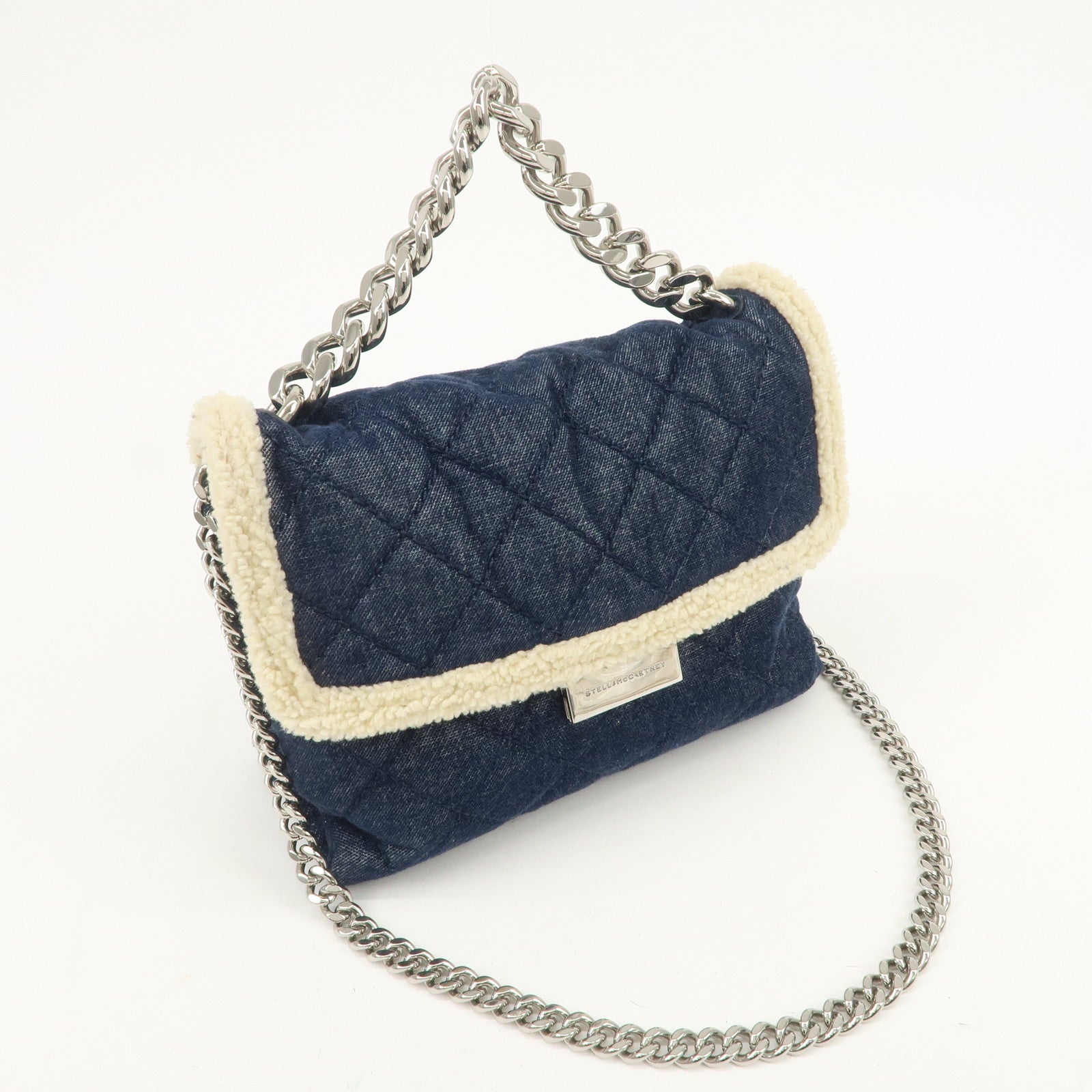 STELLA MCCARTNEY Denim Fur Falabella Shoulder Bag Crossbody Bag