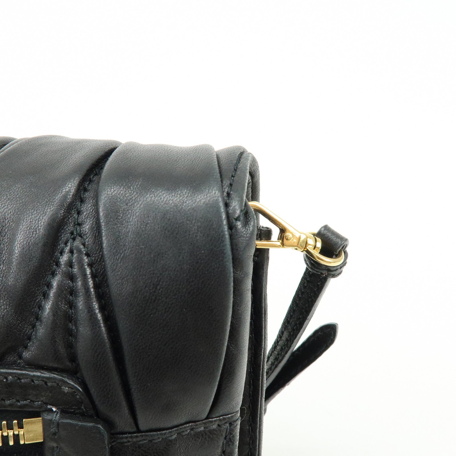 MIU MIU Matelasse Nappa Leather Shoulder Bag Clutch Bag Black