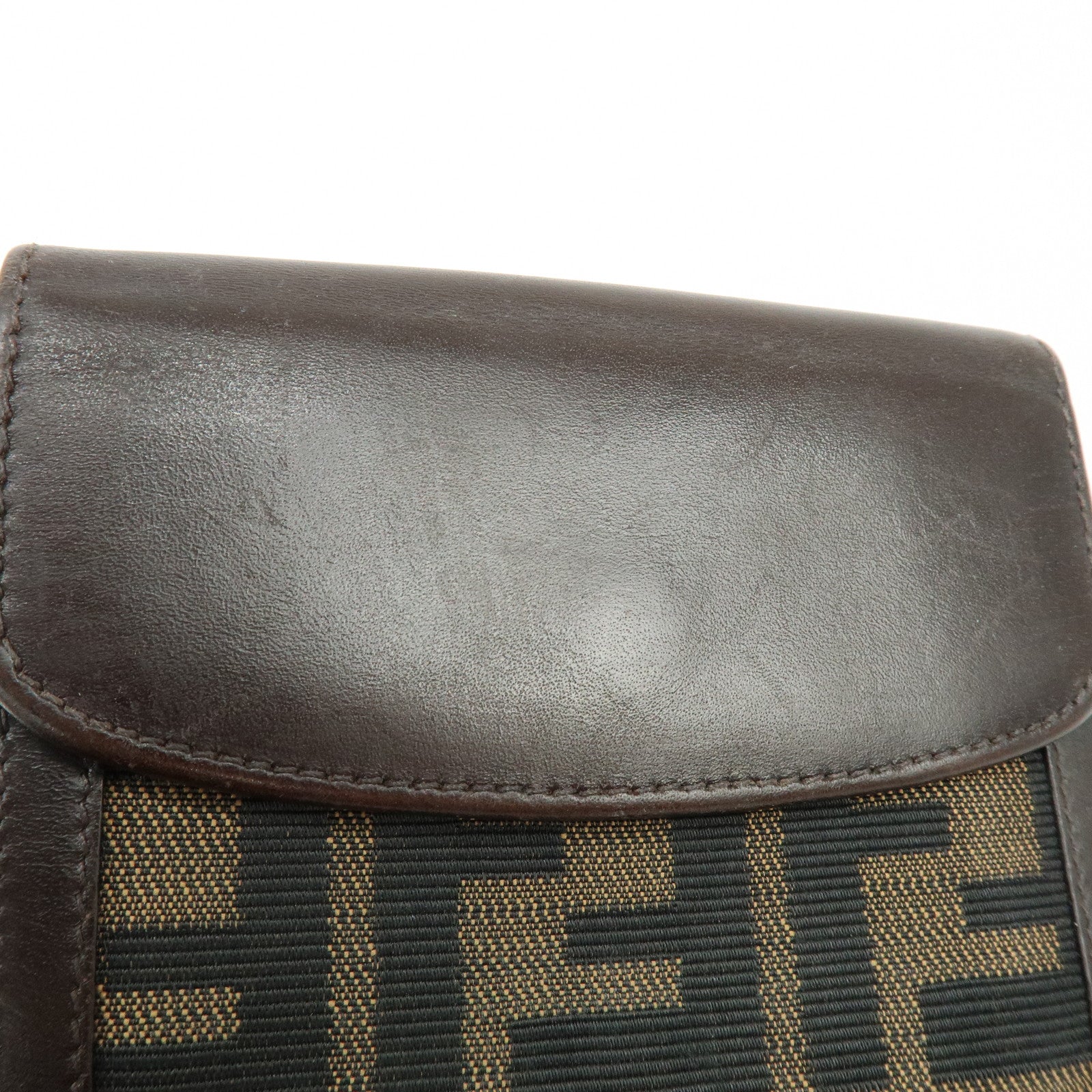 FENDI Zucca Canvas Leather Bi-fold Wallet Brown Black 01695