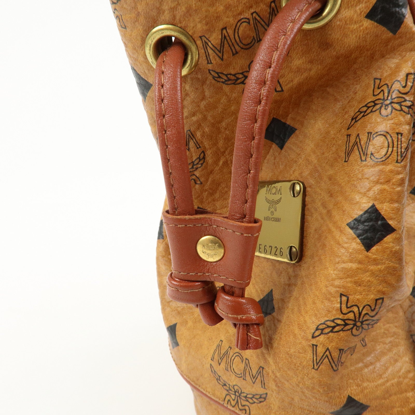 MCM Logo Leather Shoulder Bag Crossbody Bag Brown