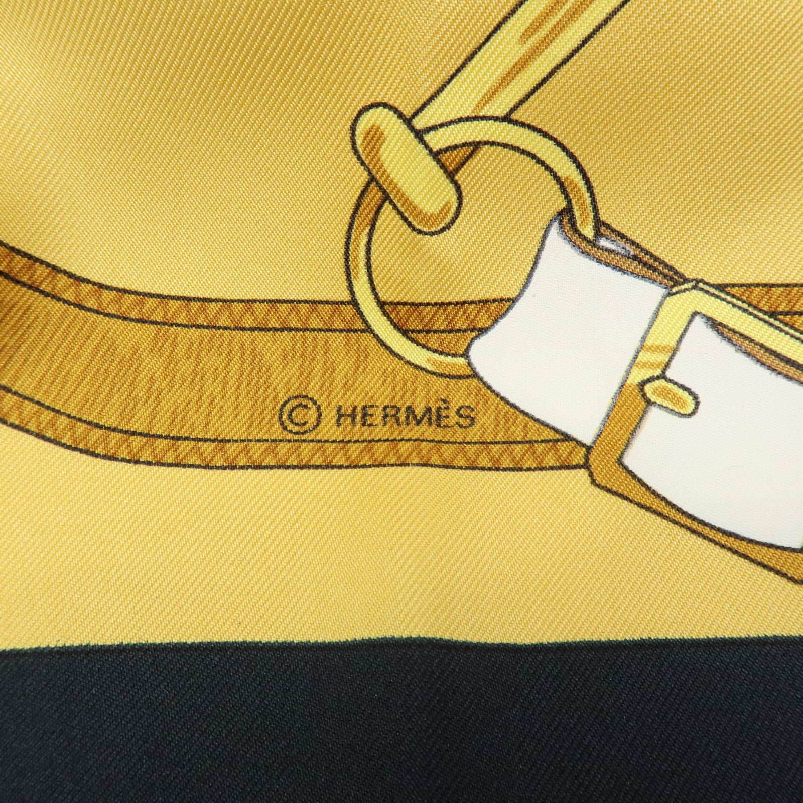 HERMES Carre 90 Silk 100% Eperon d'or Scarf White Navy