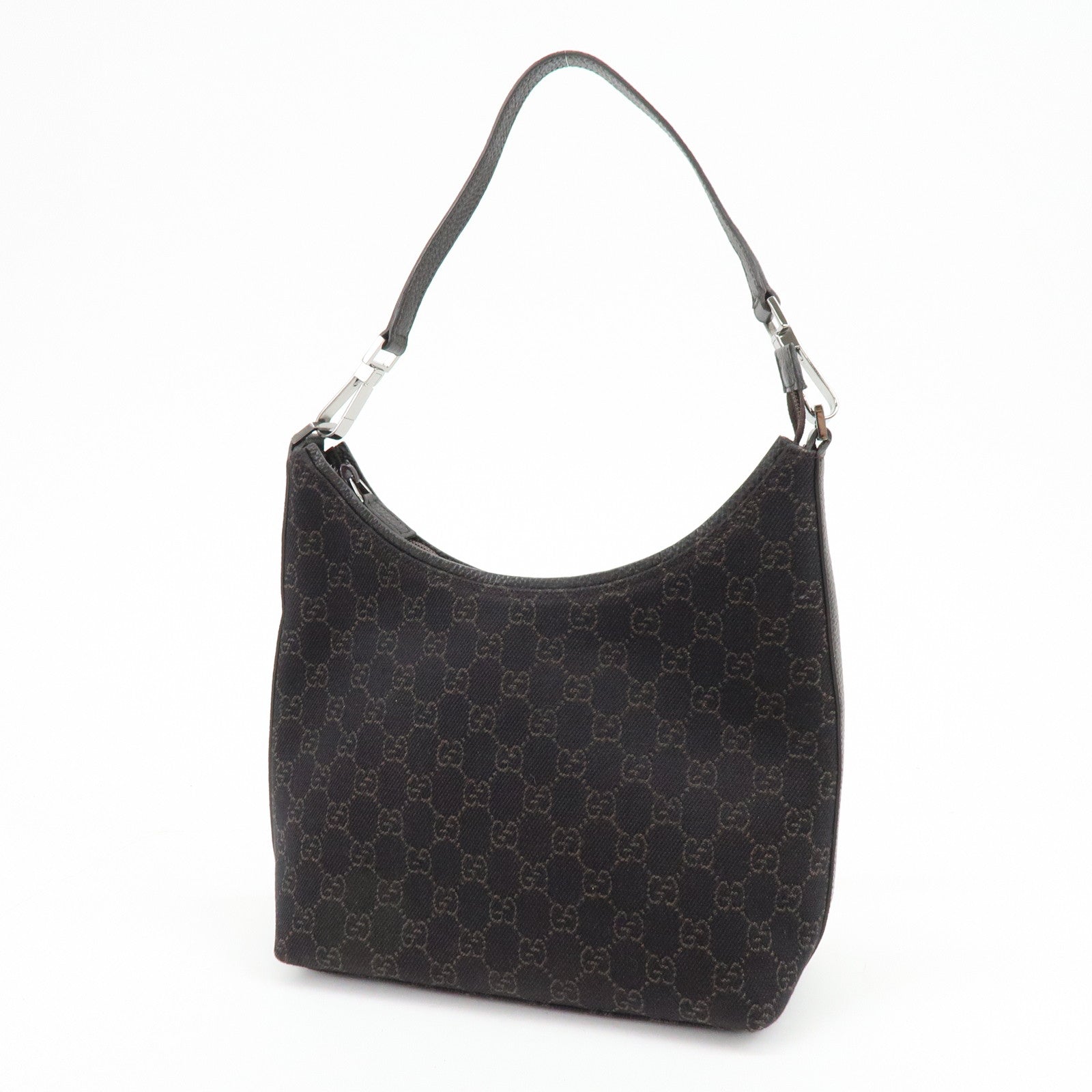 GUCCI GG Denim Leather Shoulder Bag Hand Bag Dark Brown 28335