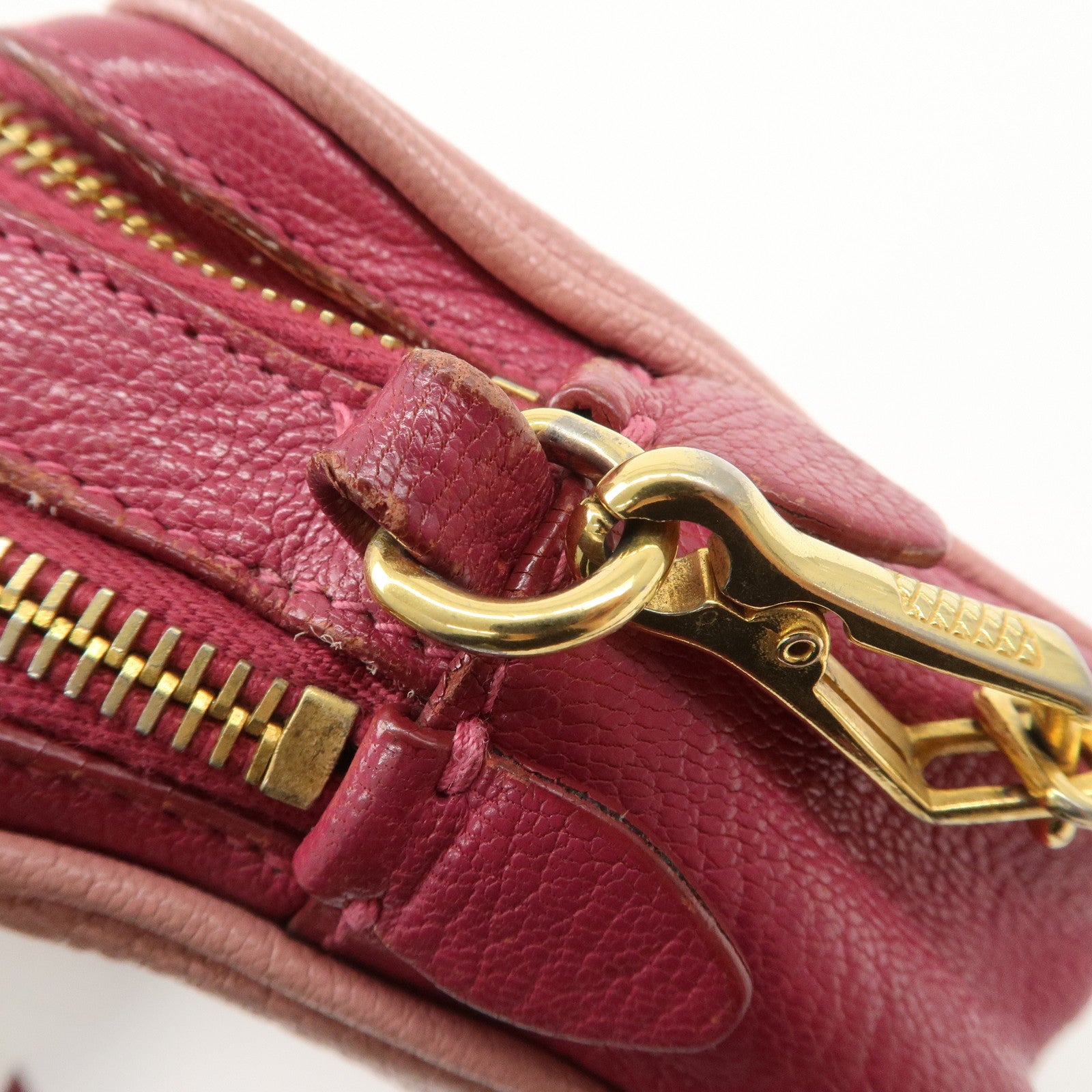 MIU MIU MADRAS BICOLORE Leather Shoulder Bag Crossbody Bag Pink Used