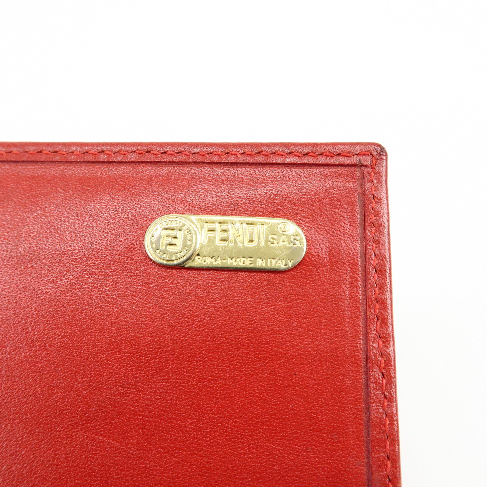 FENDI Zucca Canvas Leather Long Wallet Leopard Brown Red 30851