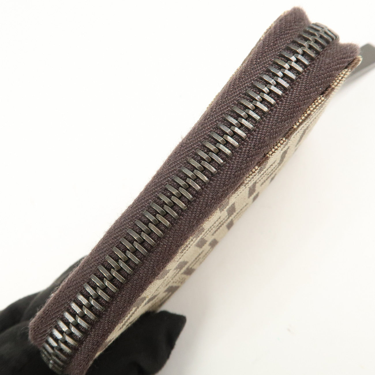 FENDI Zucca Canvas Leather 6 Ring Zippy Key Case Beige 8AP000