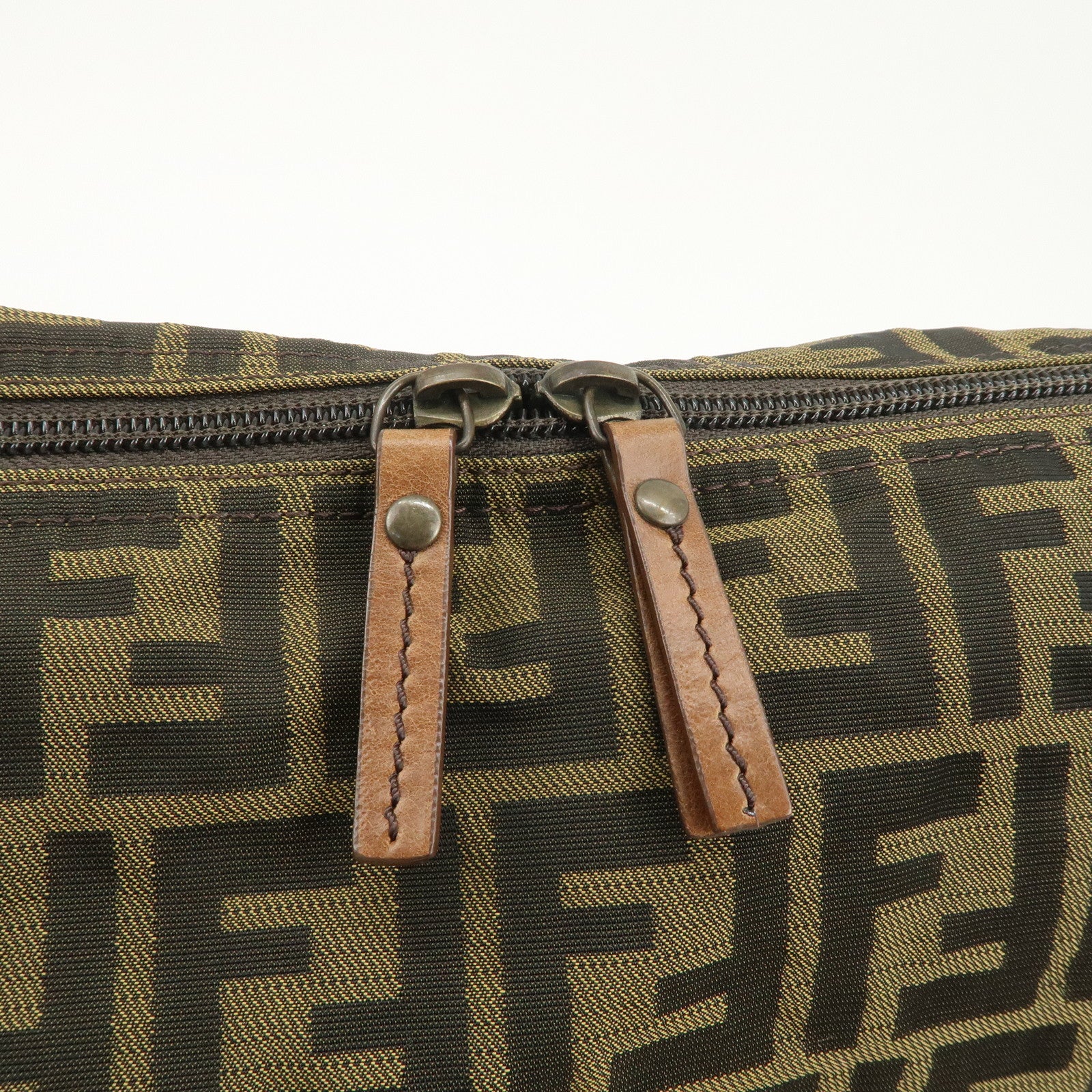 FENDI Zucca Canvas Leather Shoulder Bag Crossbody Bag Brown 7VA148