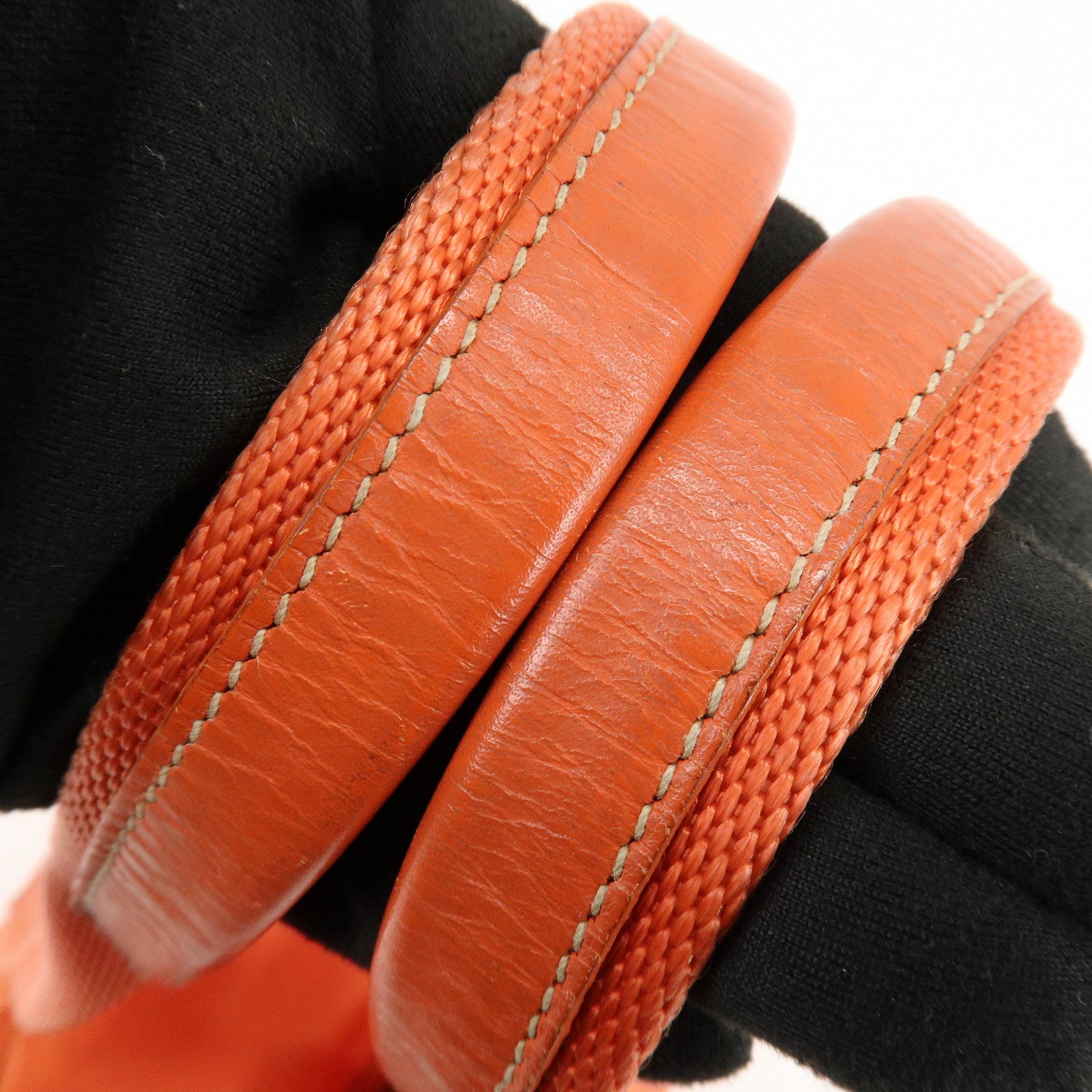 PRADA Triangle Logo Nylon Boston Bag Hand Bag Orange