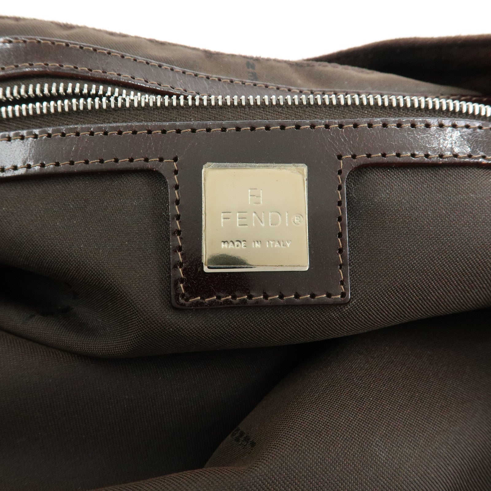 FENDI Suede Leather Tote Bag Hand Bag Brown 26329