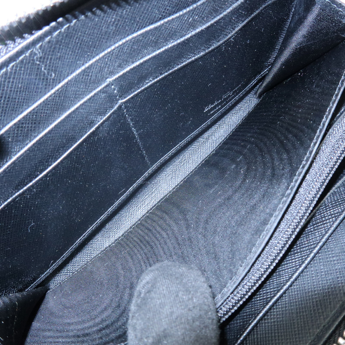 Ferragamo Ganchini Leather Long Wallet Black
