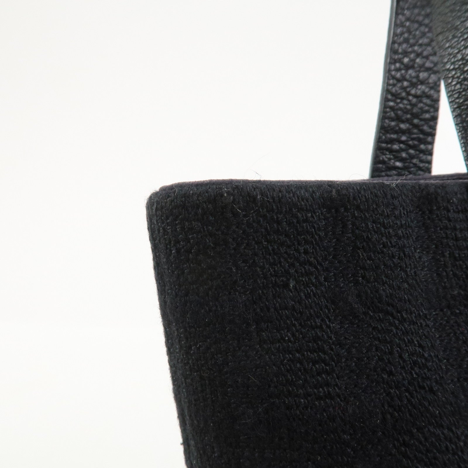 HERMES Amedaba PM Canvas Leather Tote Bag Hand Bag Black