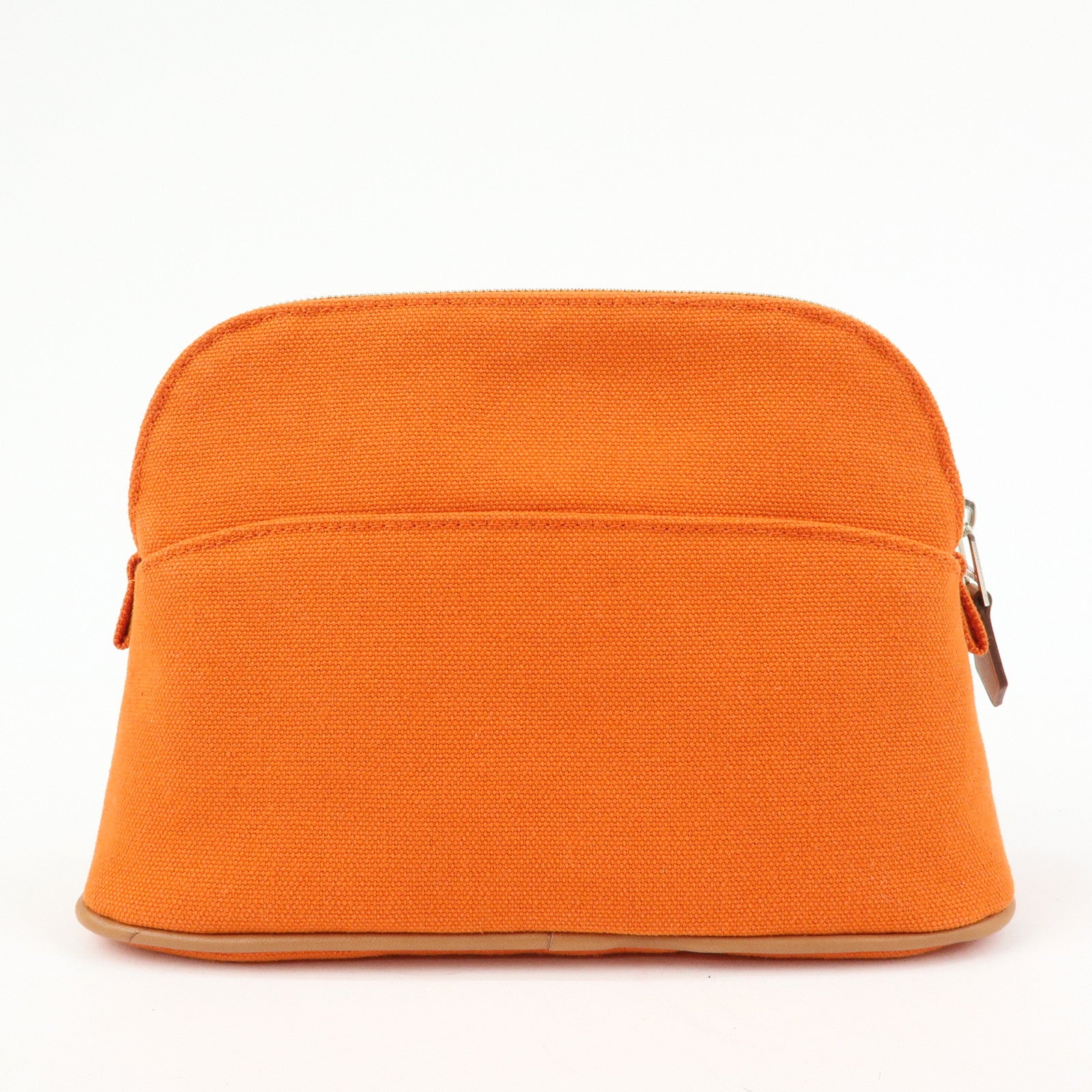 HERMES Bolide Mini Canvas Leather Pouch Cosmetic Pouch Orange